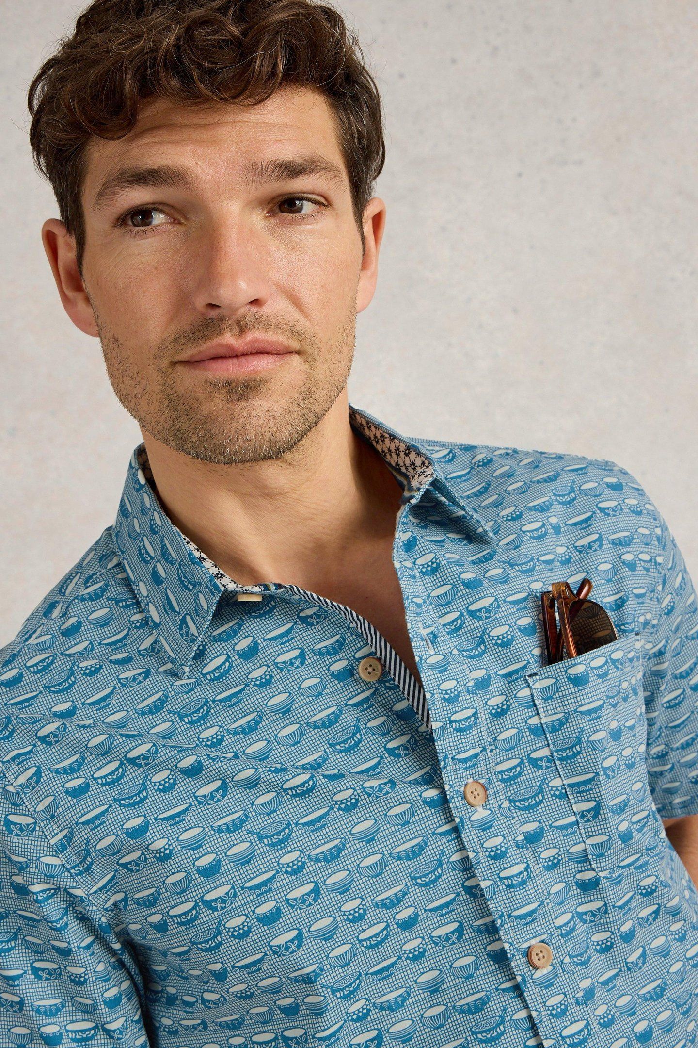 RAMEN BOWL SS PRINTED SHIRT BLUE PRINT 5