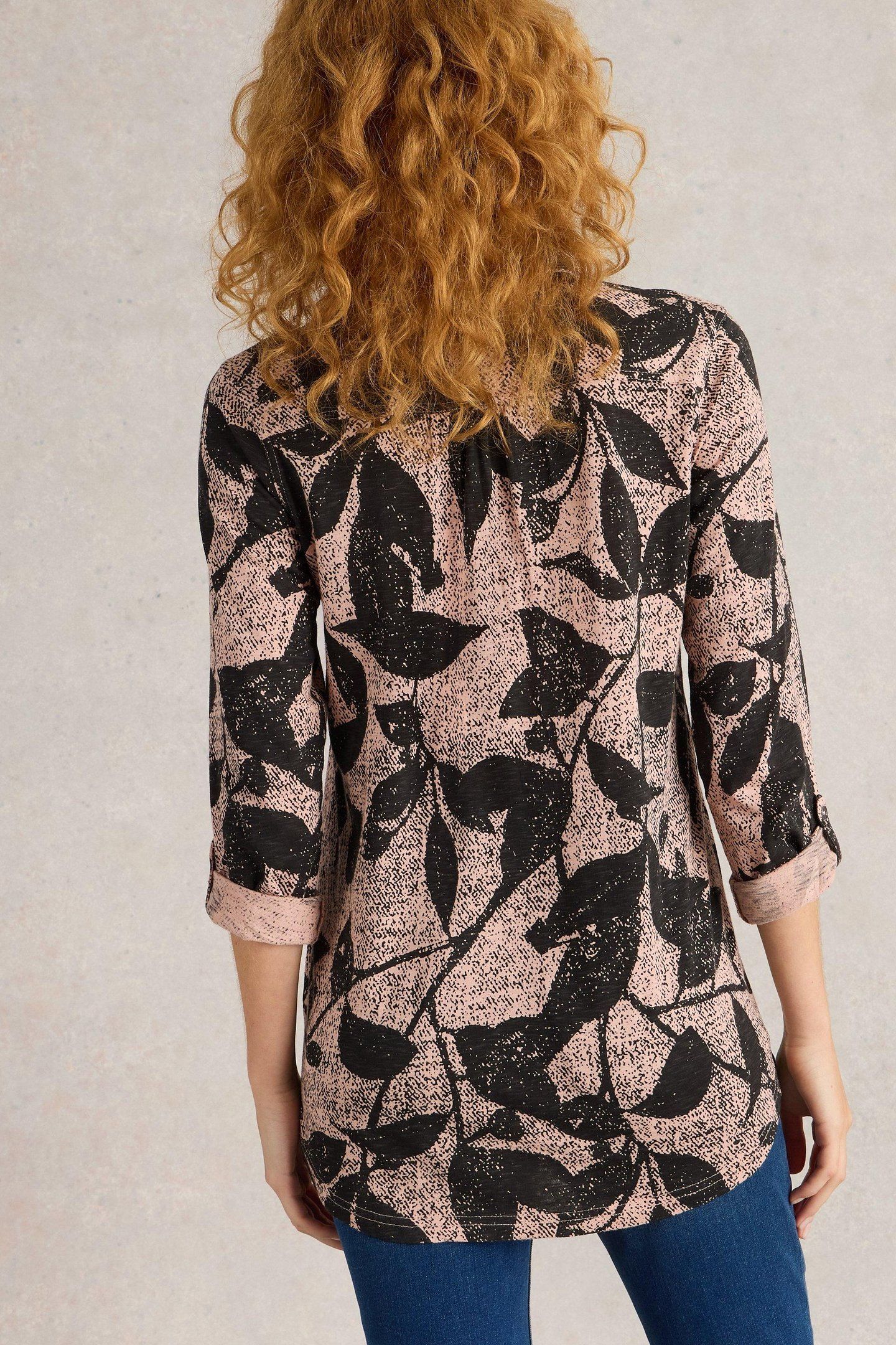 ANNIE LONGLINE SHIRT PINK PRINT 3