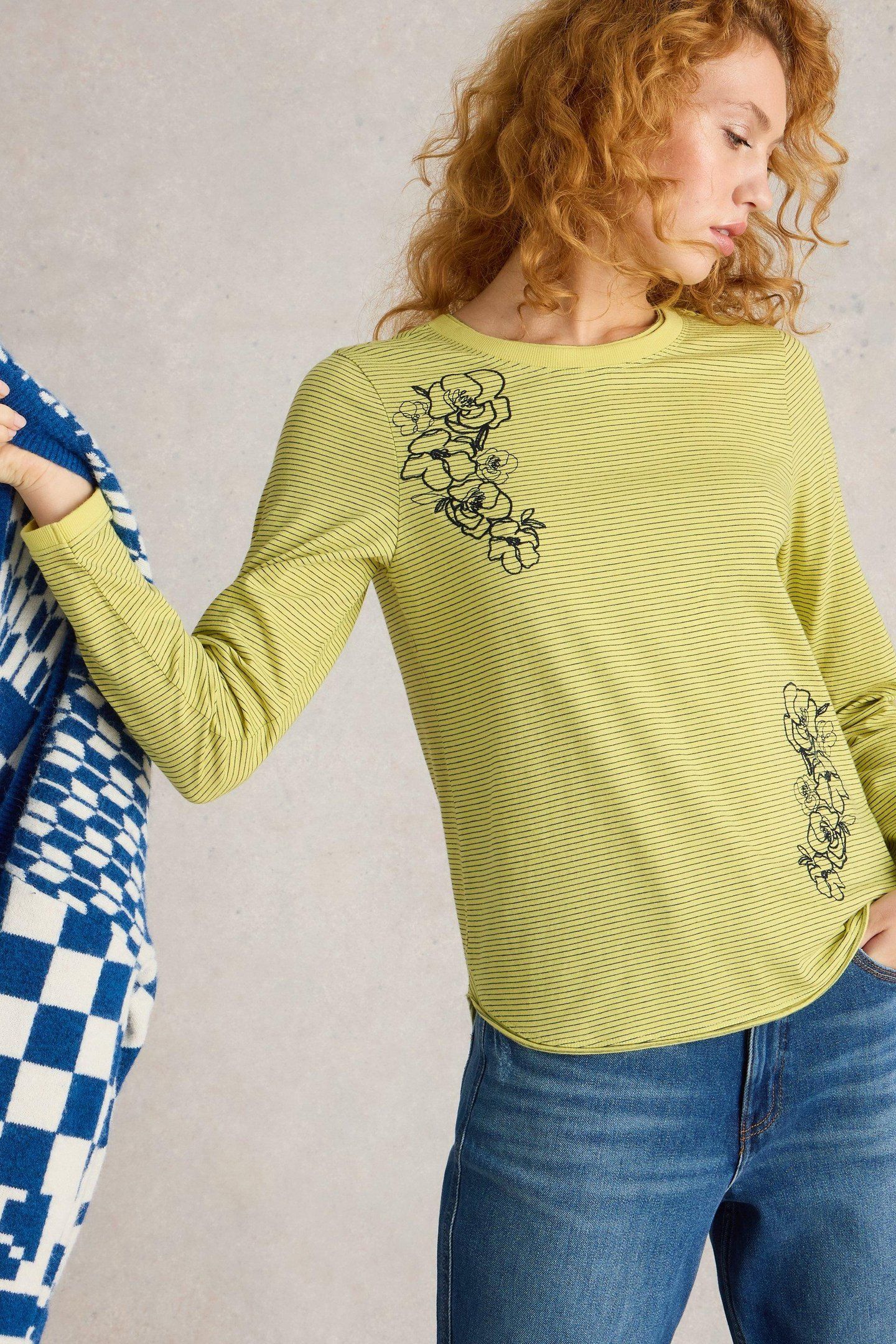 CLARA LS EMBROIDERED TEE YELLOW MULTI 6