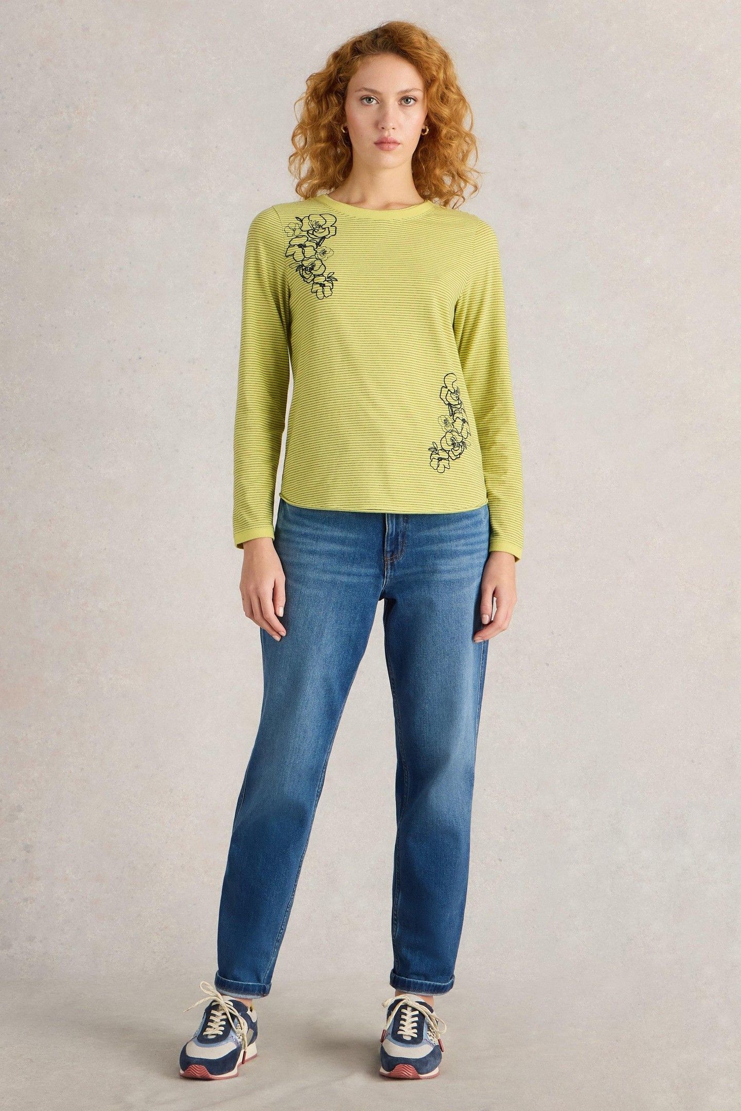 CLARA LS EMBROIDERED TEE YELLOW MULTI 1