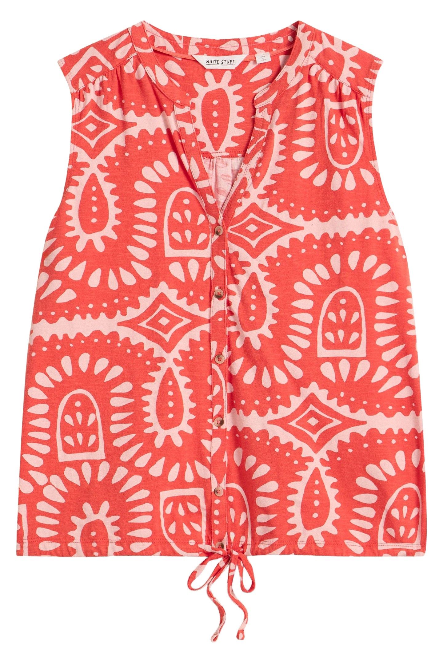 TULIP SLEEVELESS SHIRT ORANGE PRINT 4