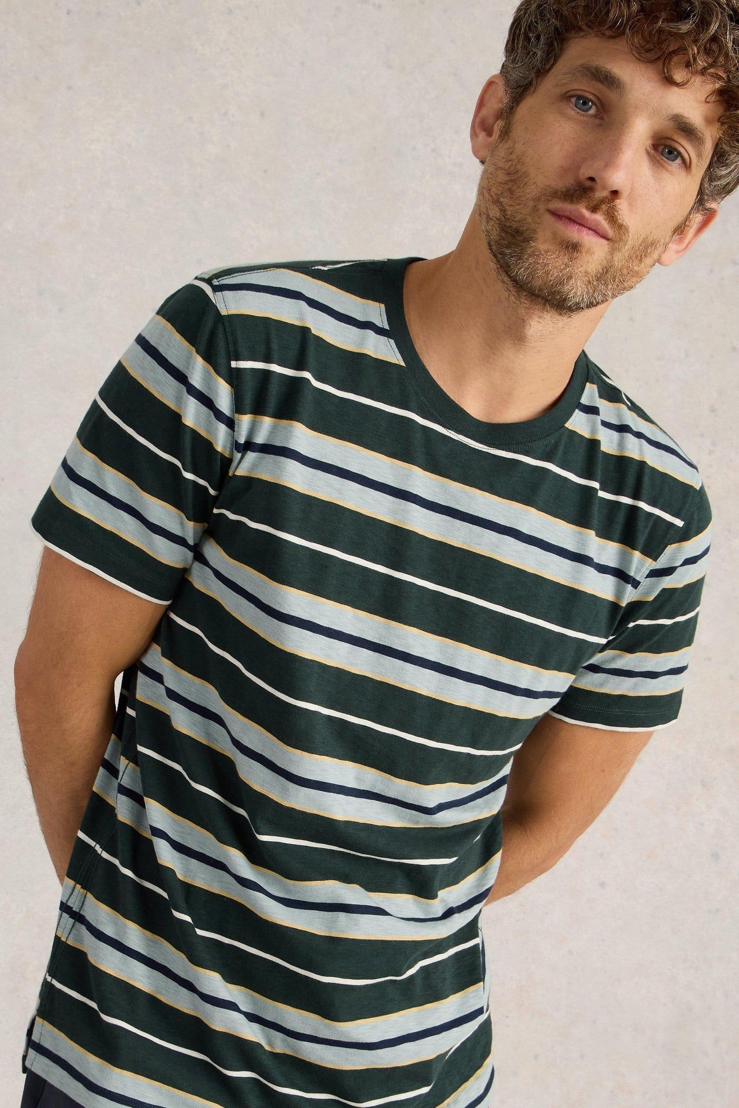 ABERSOCH STRIPE SS TEE NAVY MULTI 2