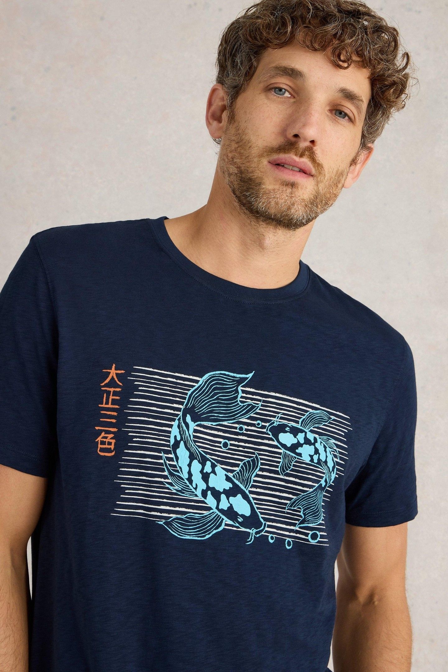 KOI FISH GRAPHIC TEE NAVY PRINT 2