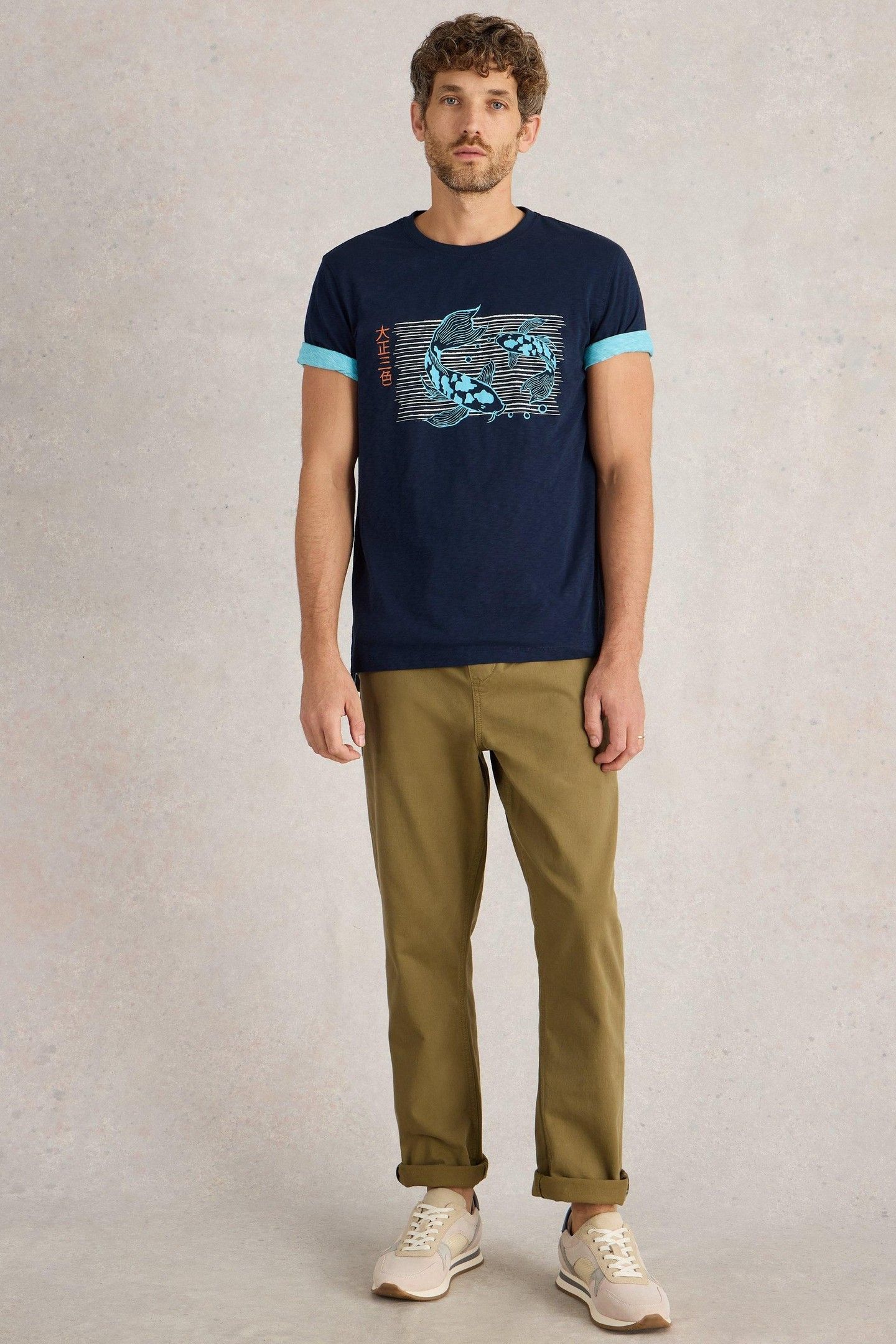 KOI FISH GRAPHIC TEE NAVY PRINT 3