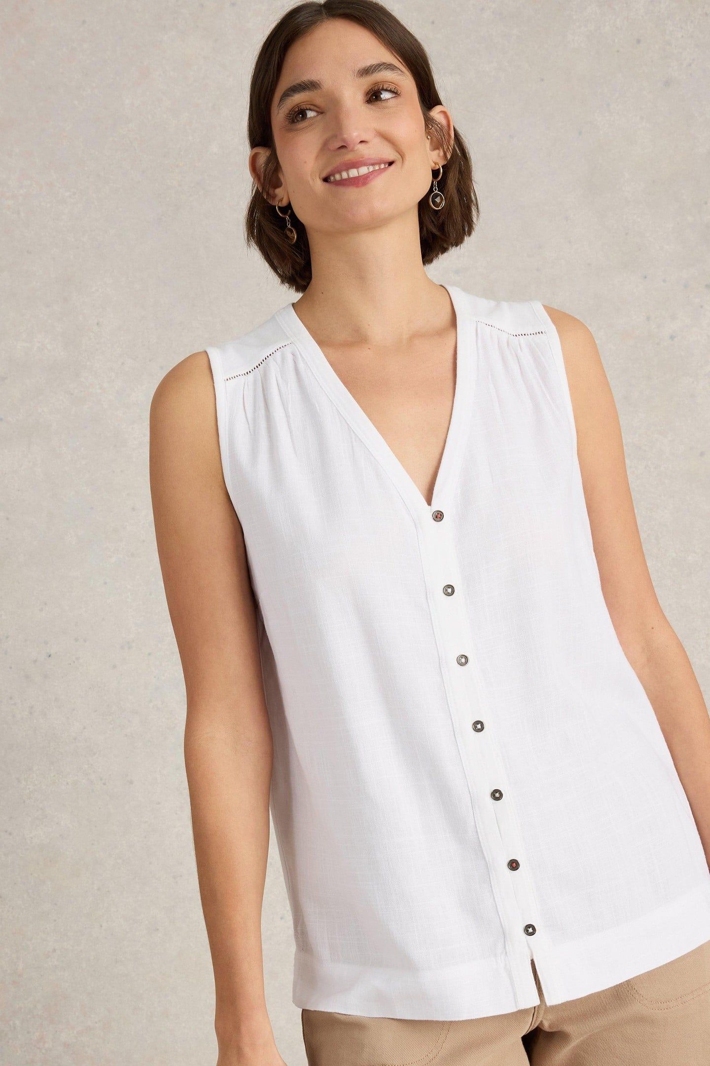 DELILAH BUTTON TOP BRILLIANT WHITE 1