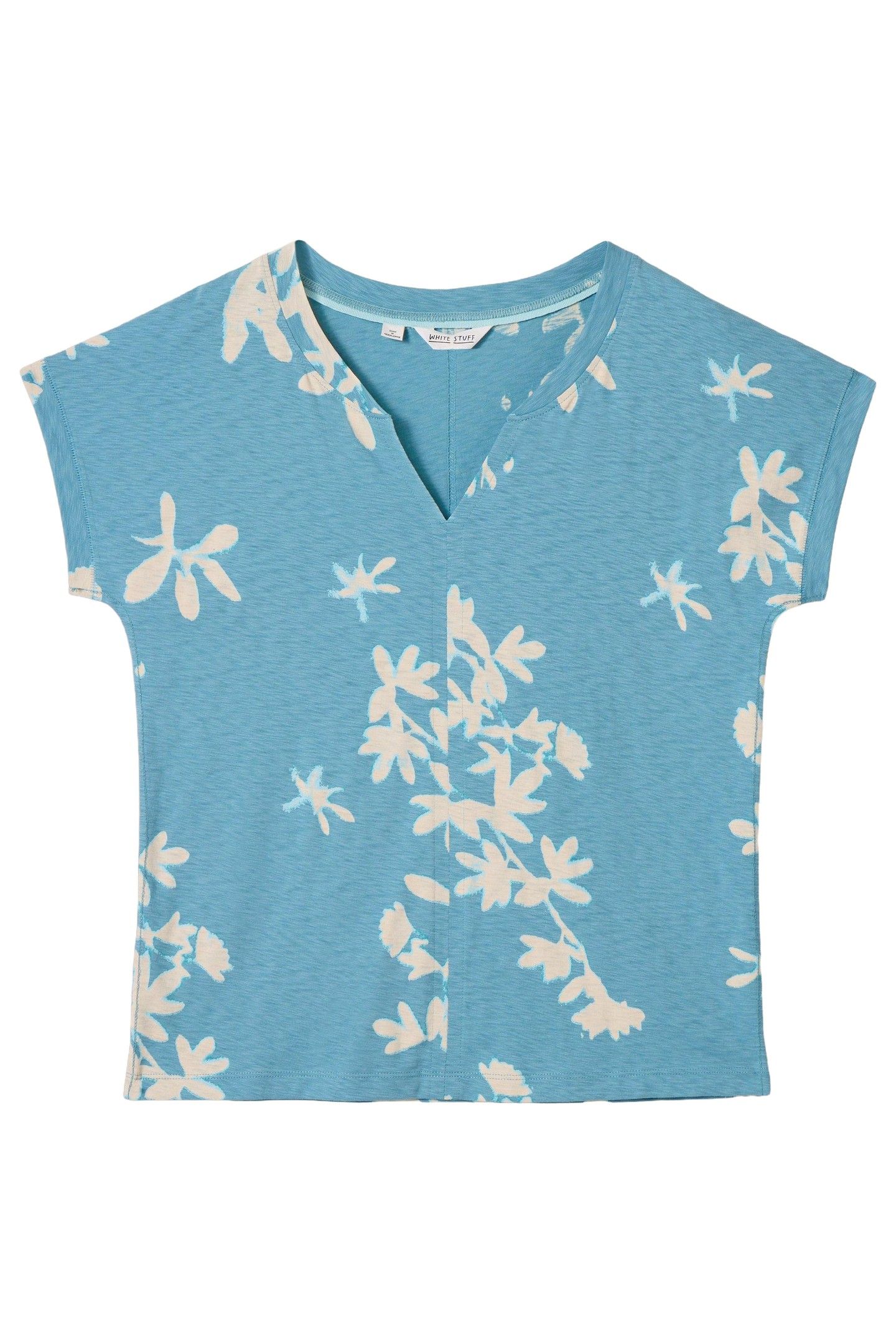 NELLY NOTCH NECK TEE BLUE PRINT 5