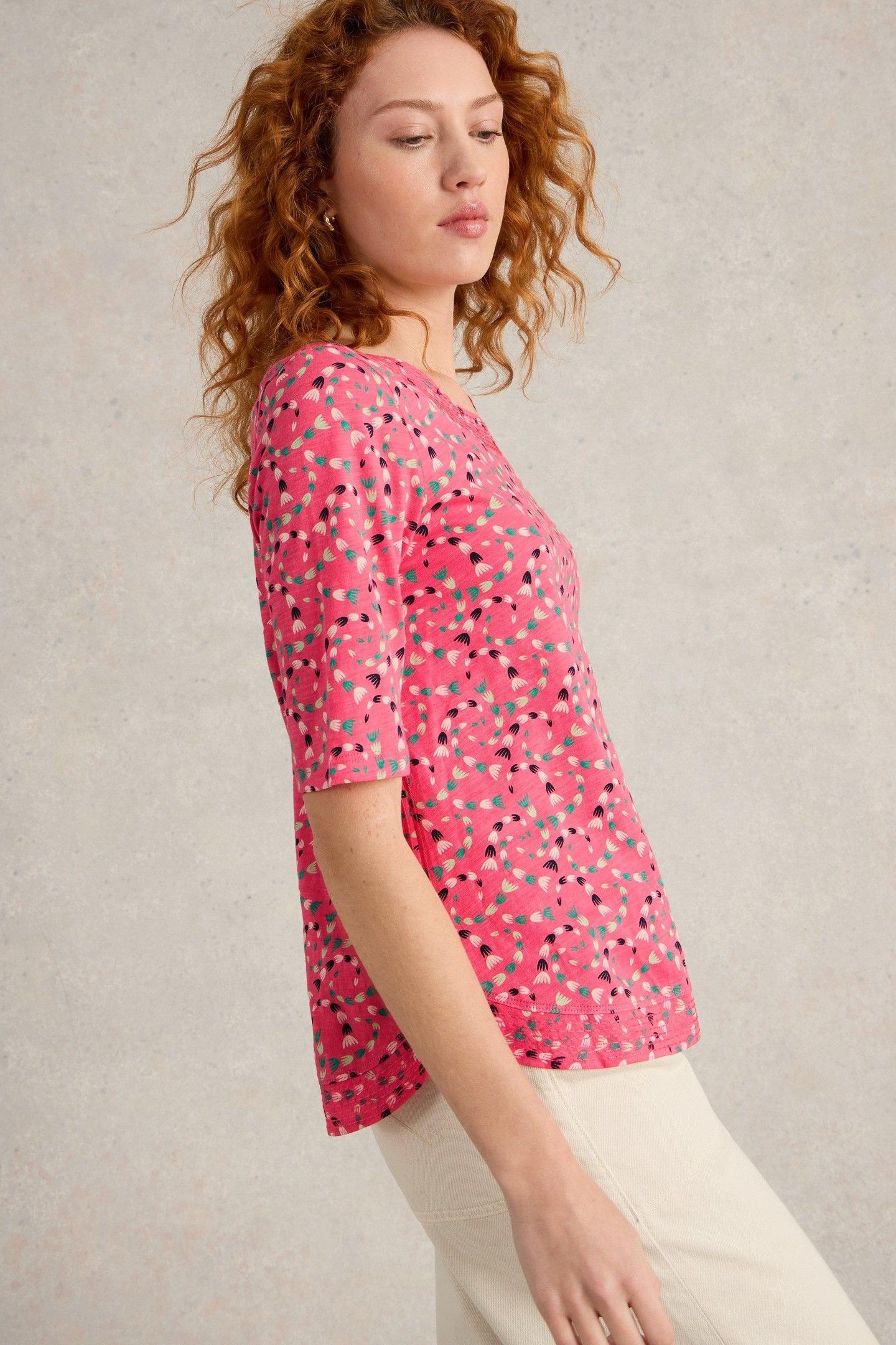 WEAVER JERSEY TEE CORAL PRINT 3