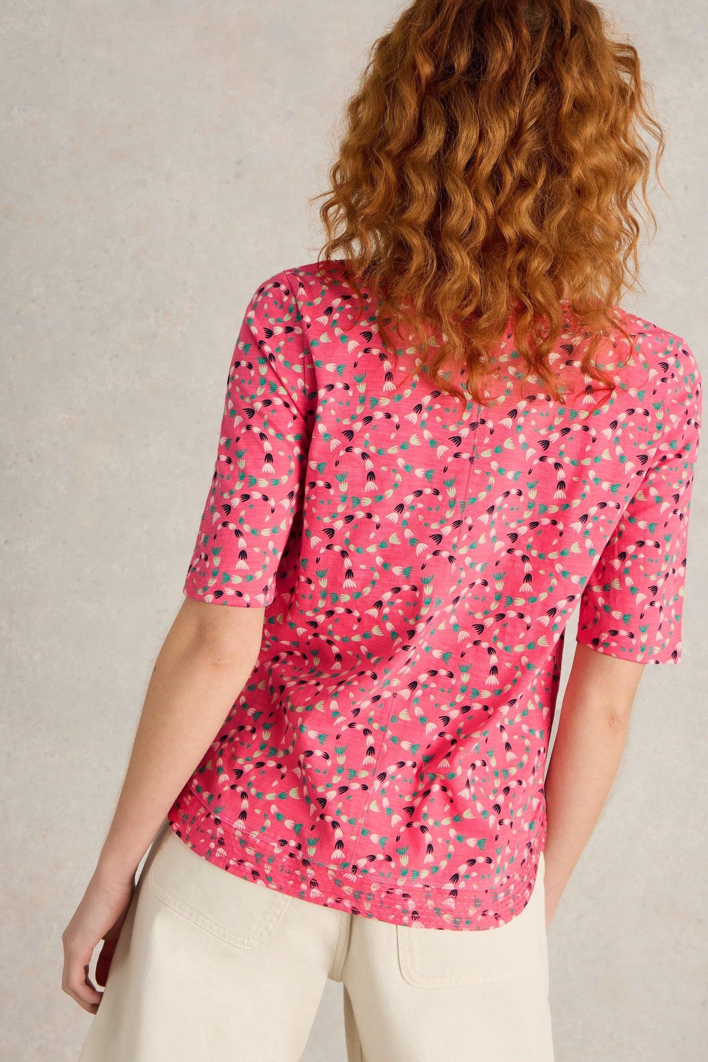WEAVER JERSEY TEE CORAL PRINT 2