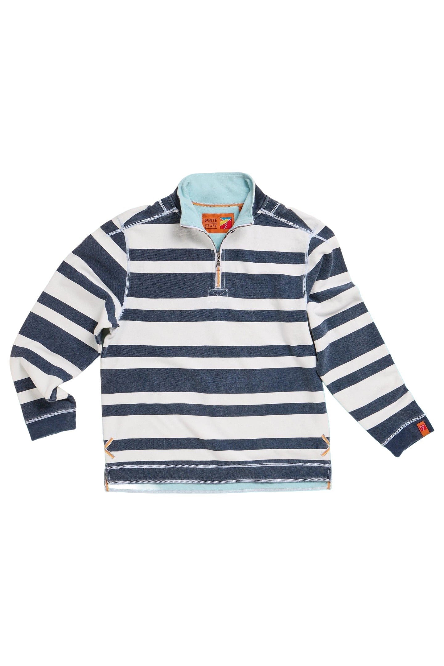 STRIPE PIQUE HALF ZIP SWEAT NAVY MULTI 1