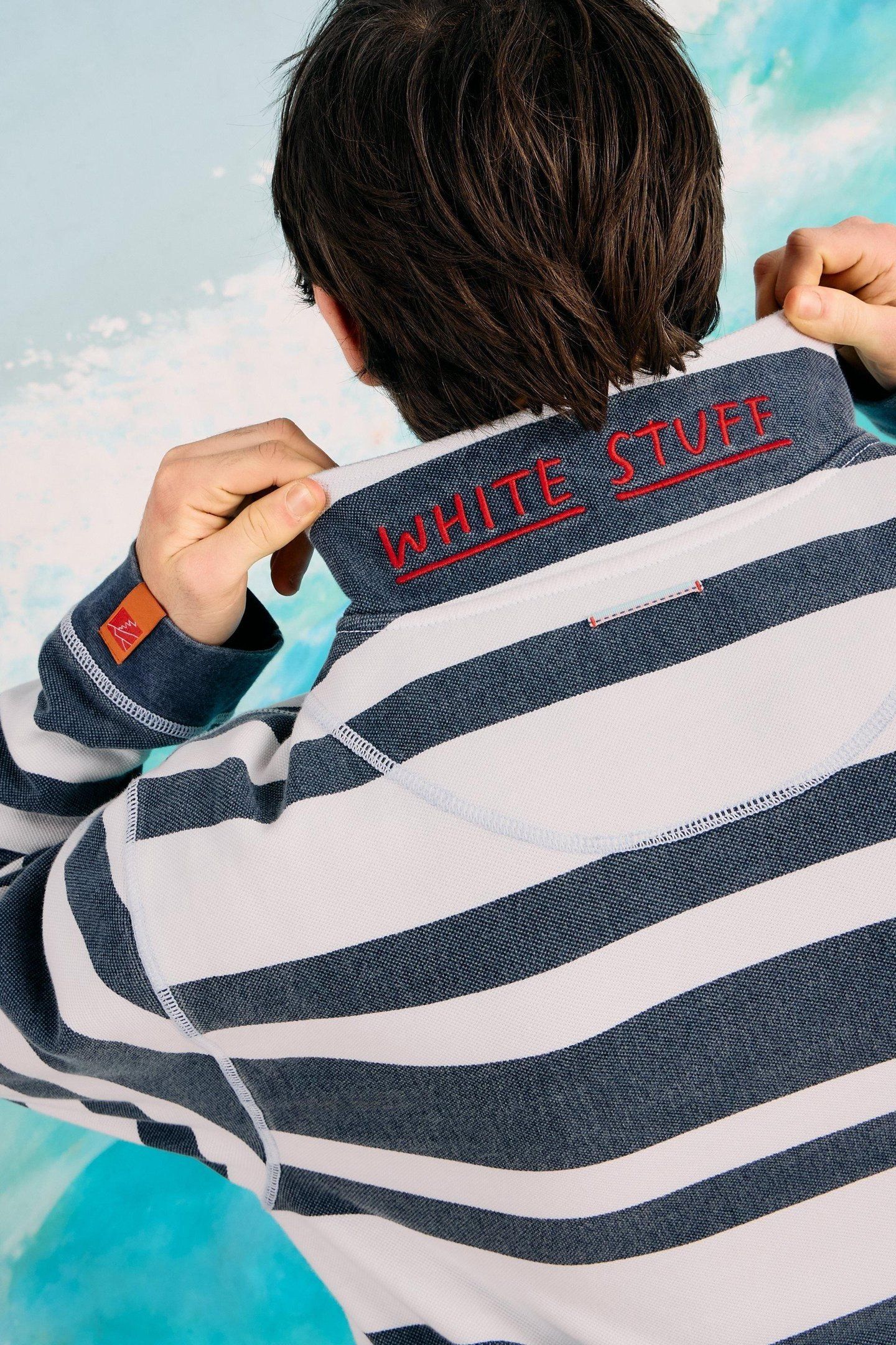 STRIPE PIQUE HALF ZIP SWEAT NAVY MULTI 4