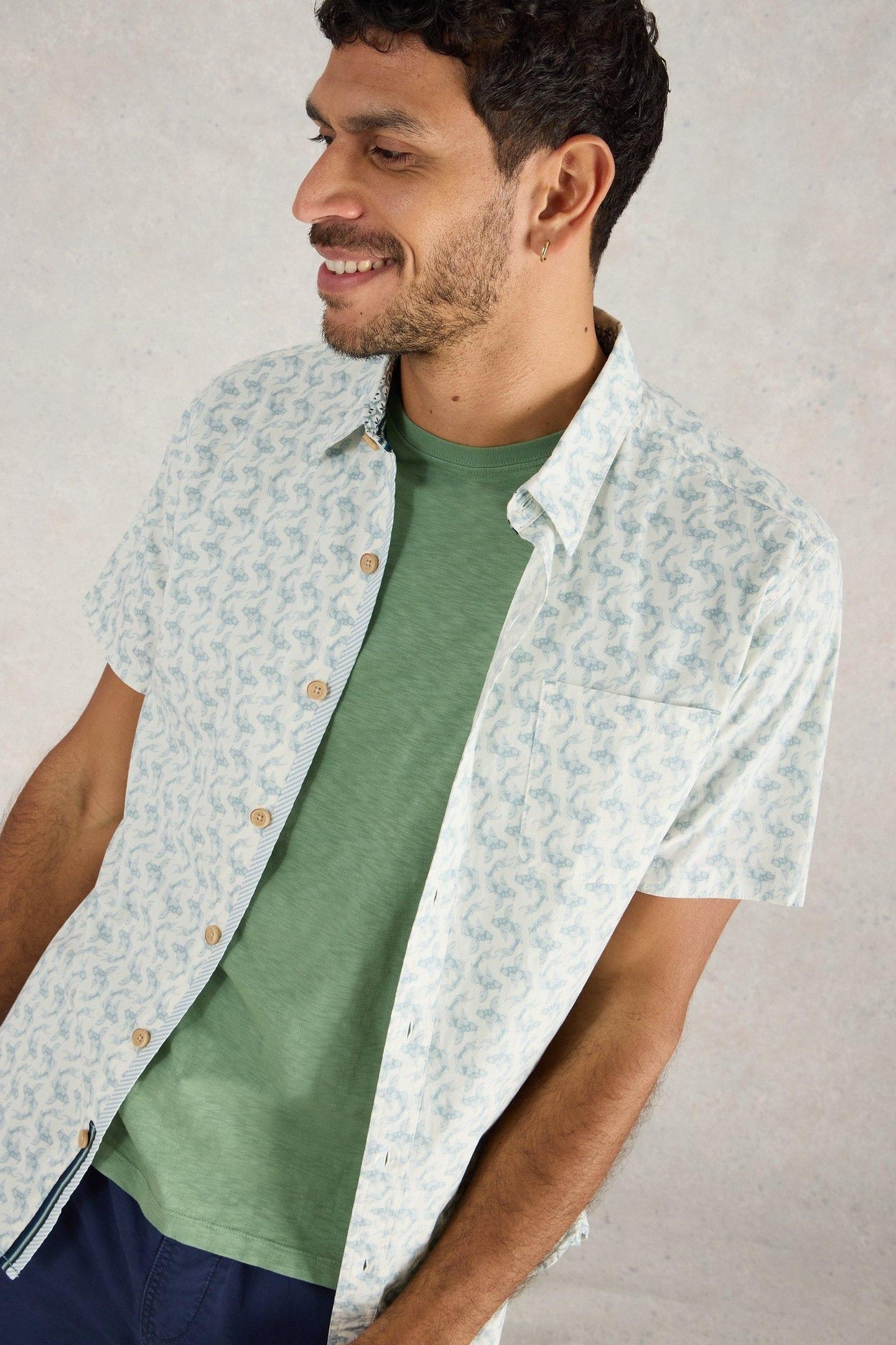 SALCOMBE KOI PRINTED SHIRT WHITE PRINT 5