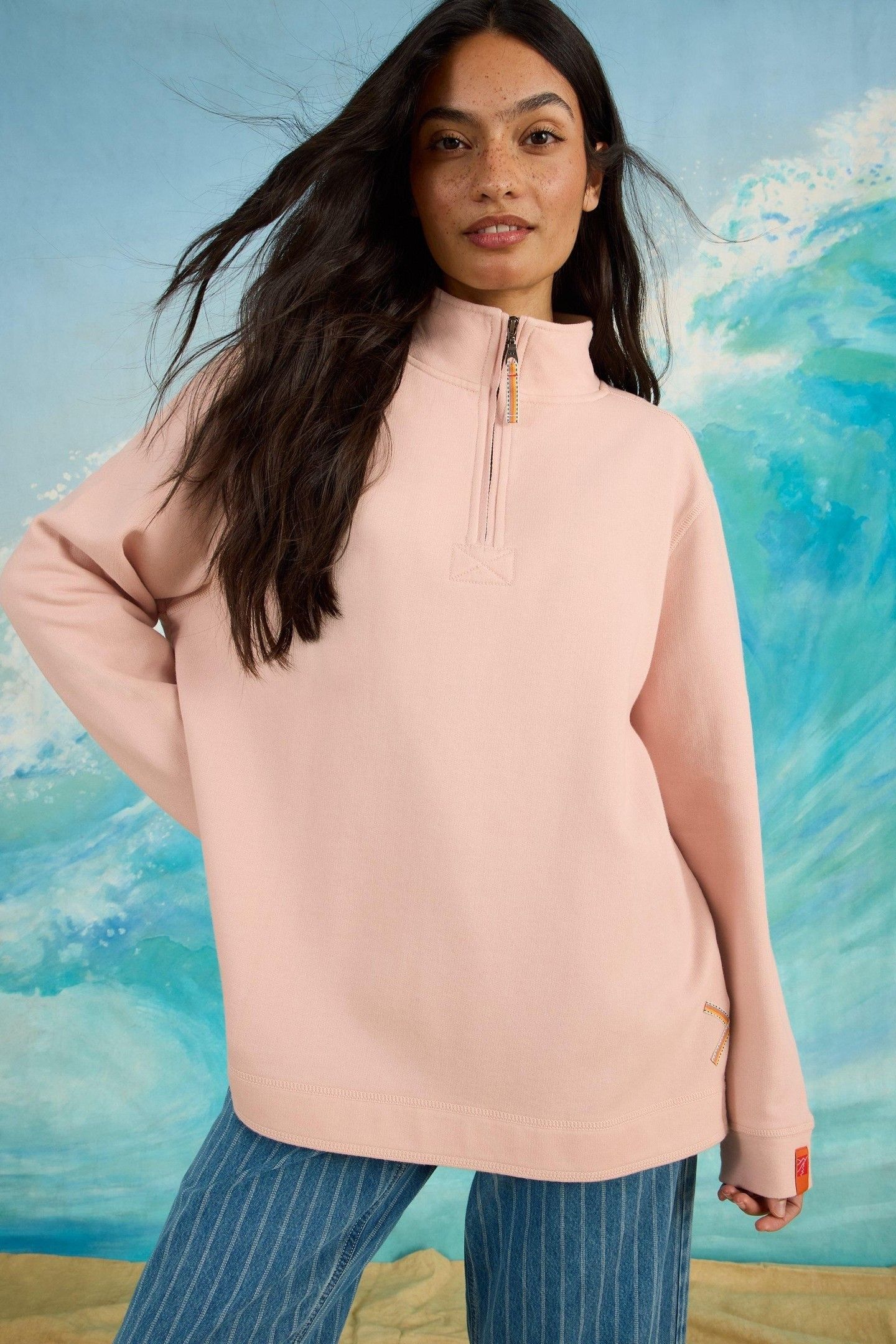 PLAIN HALF ZIP SWEAT LIGHT PINK 5