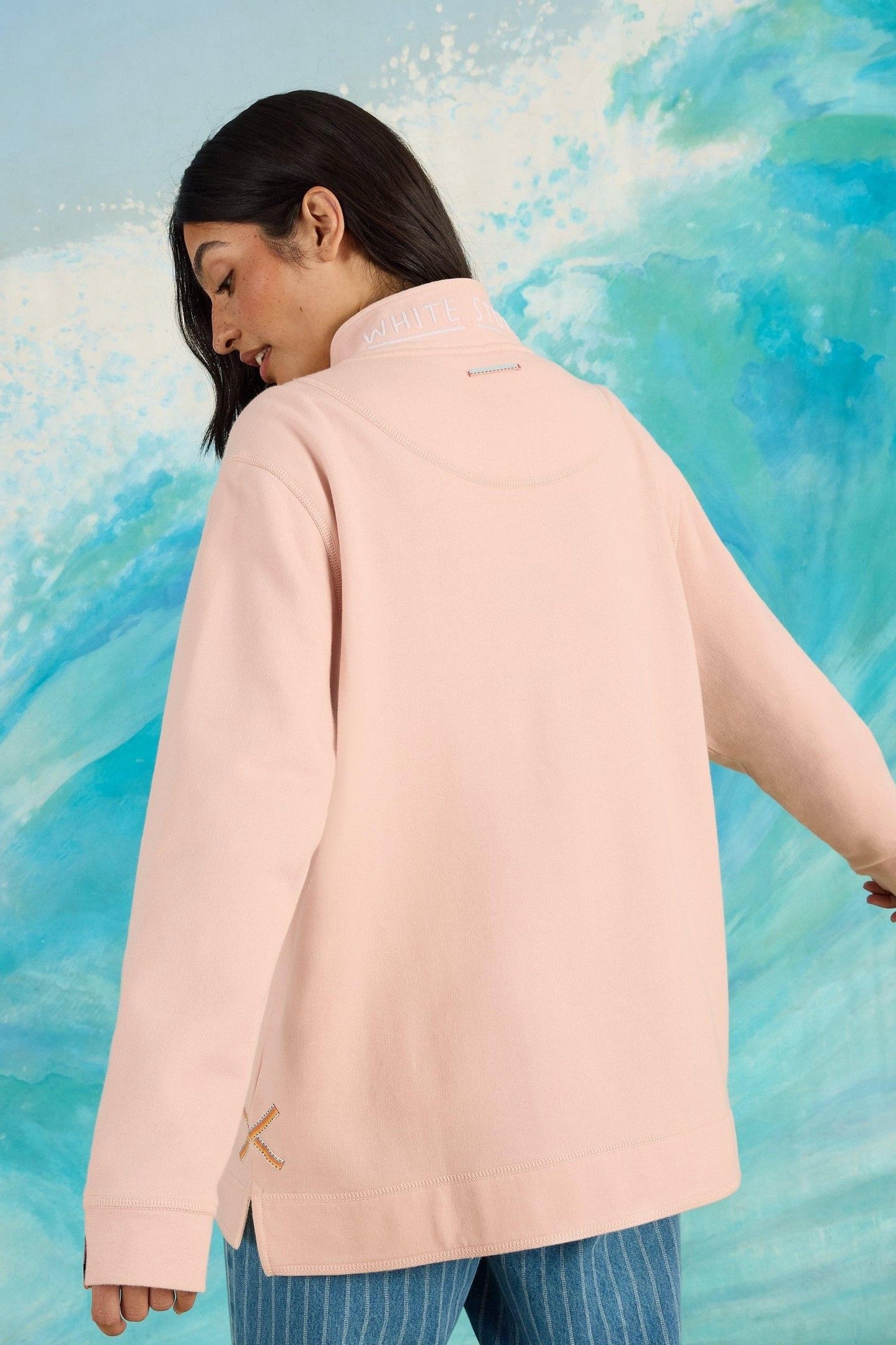 PLAIN HALF ZIP SWEAT LIGHT PINK 1