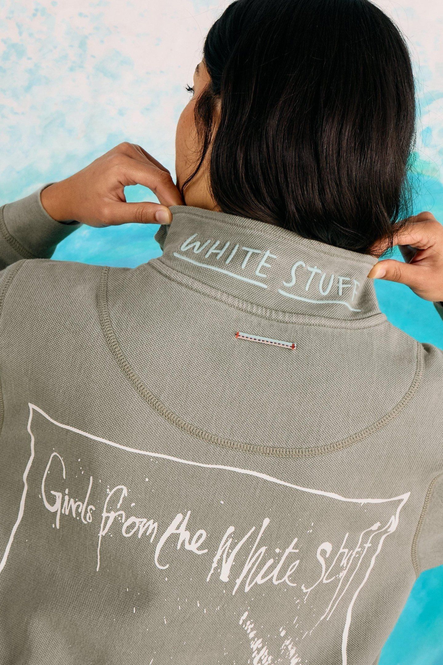 PIQUE PLAIN HALF ZIP SWEAT KHAKI GREEN 4