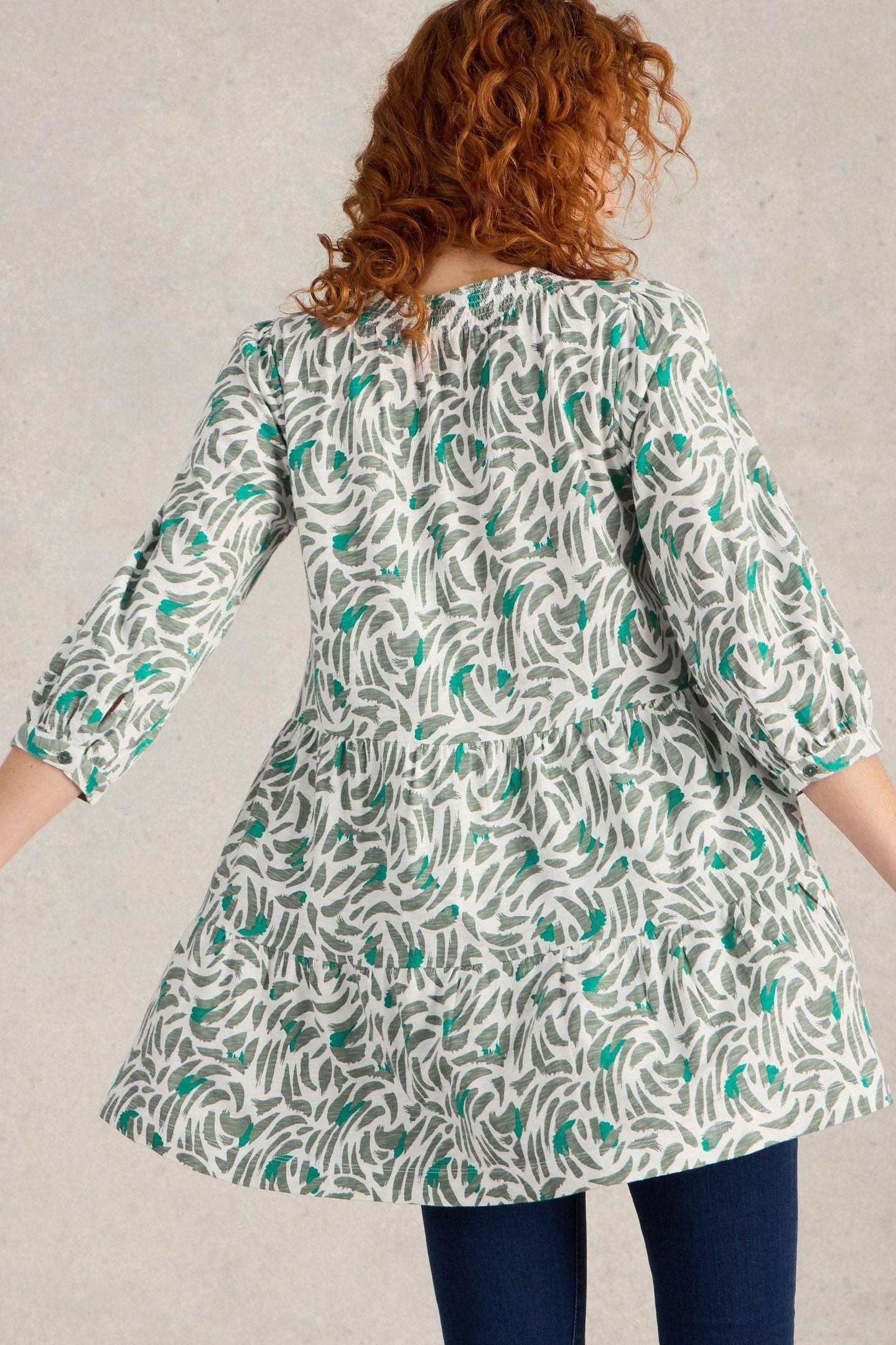 MARLIE BUTTON TUNIC GREEN PRINT 3