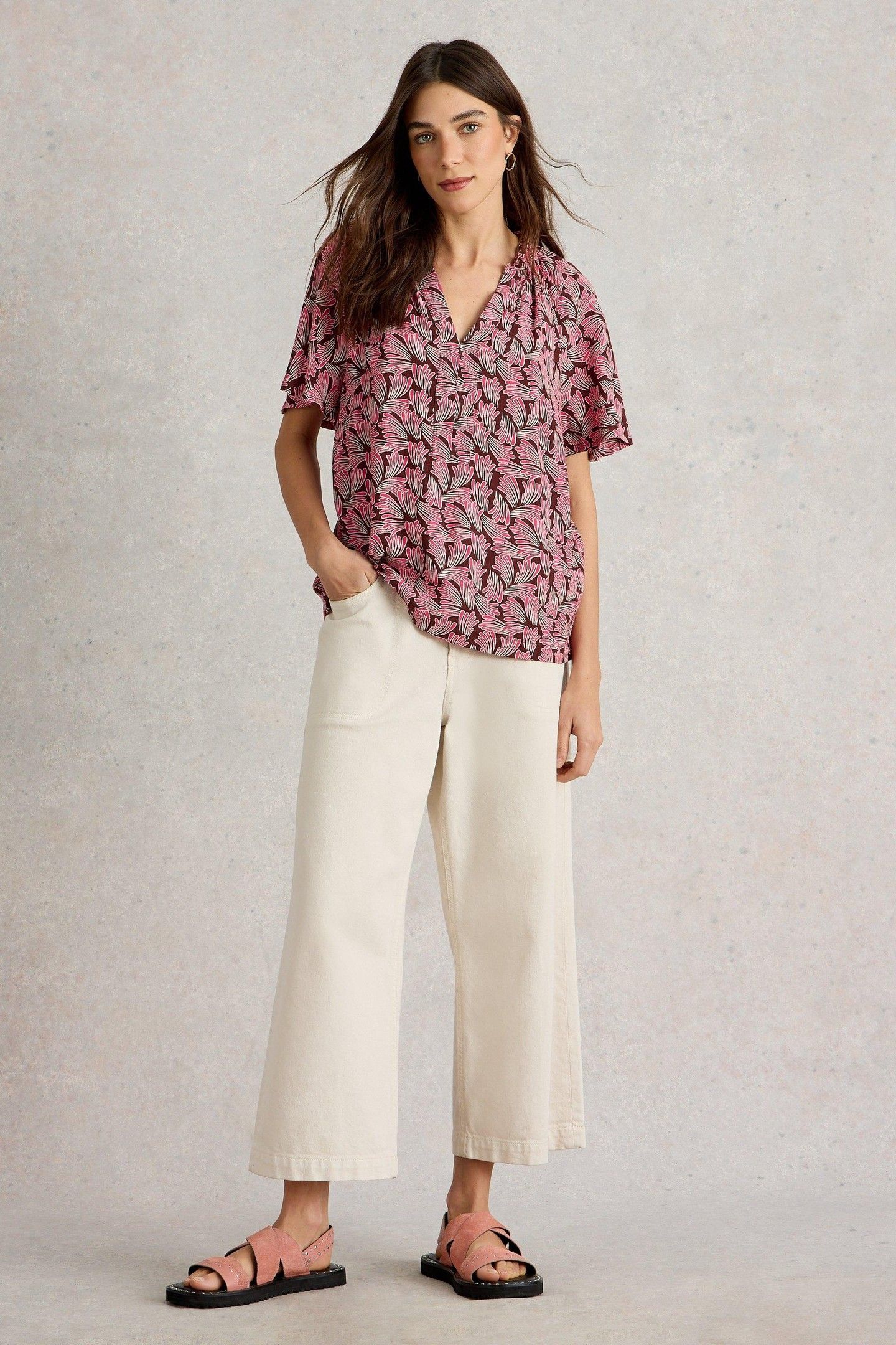 SOPHIA CRINKLE TOP PINK PRINT 1