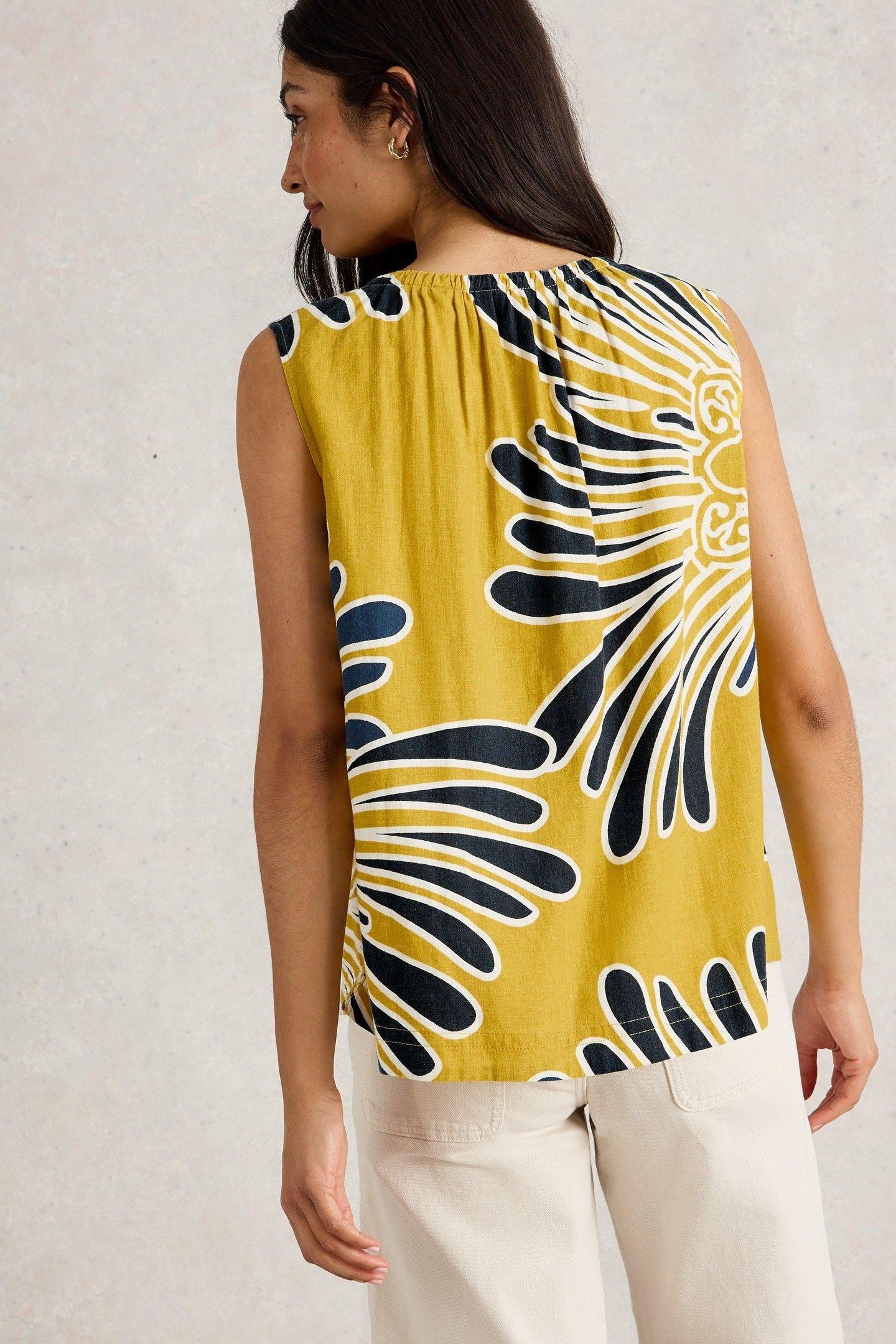 MARLEY LINEN BLEND VEST YELLOW PRINT 3