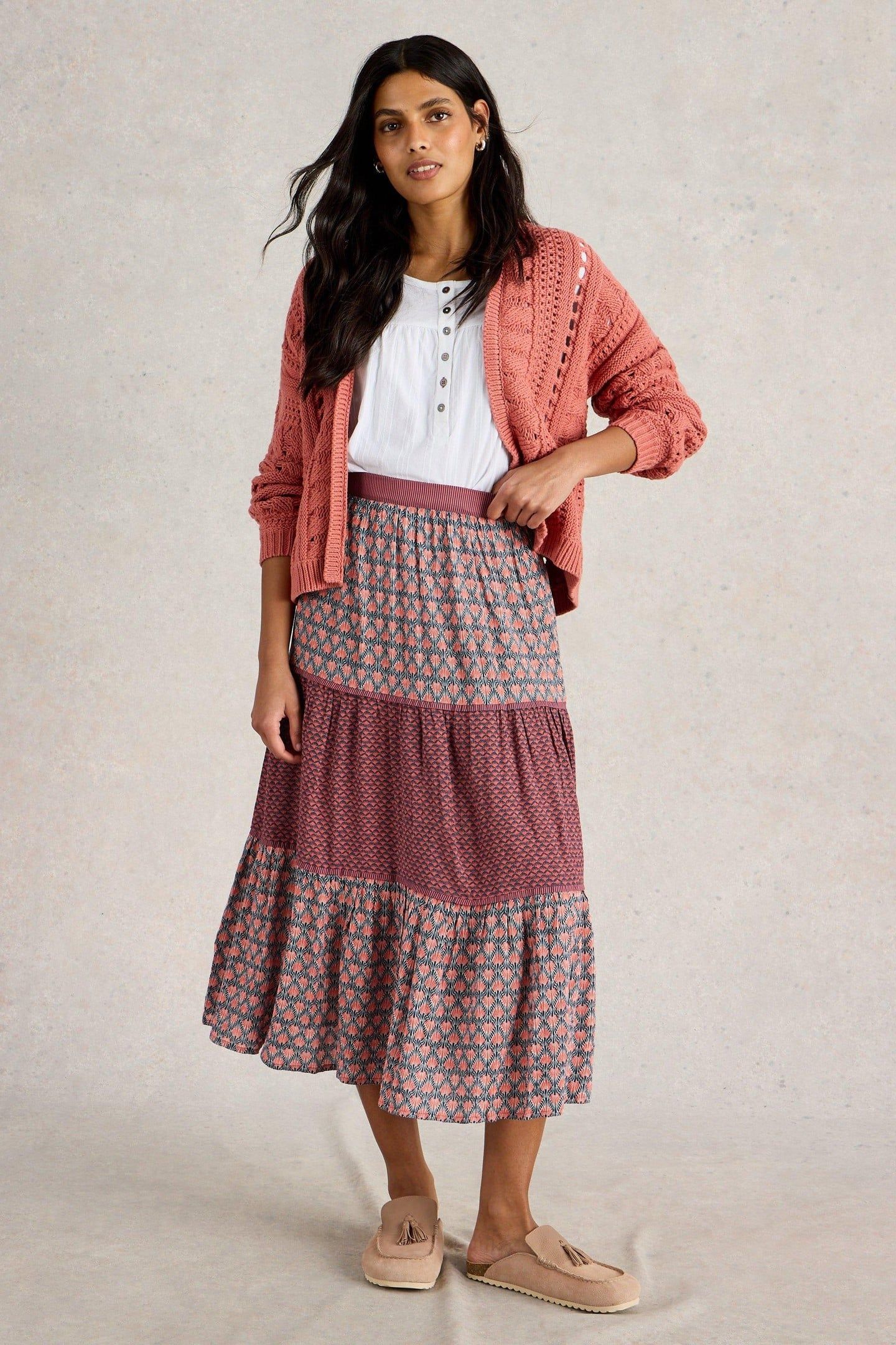 MABEL MIXED PRINT SKIRT NAVY MULTI 1