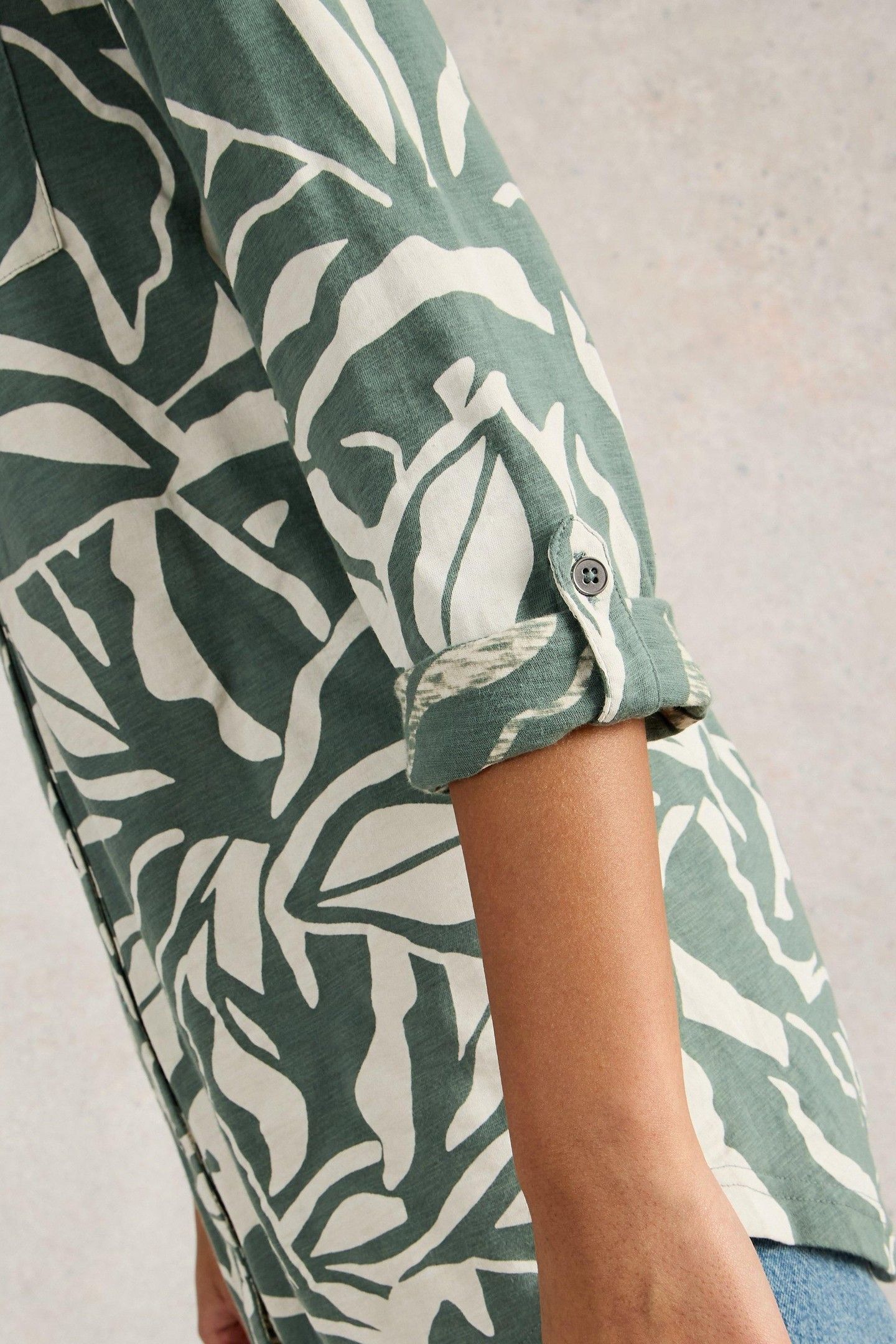 ANNIE LONGLINE SHIRT GREEN PRINT 6