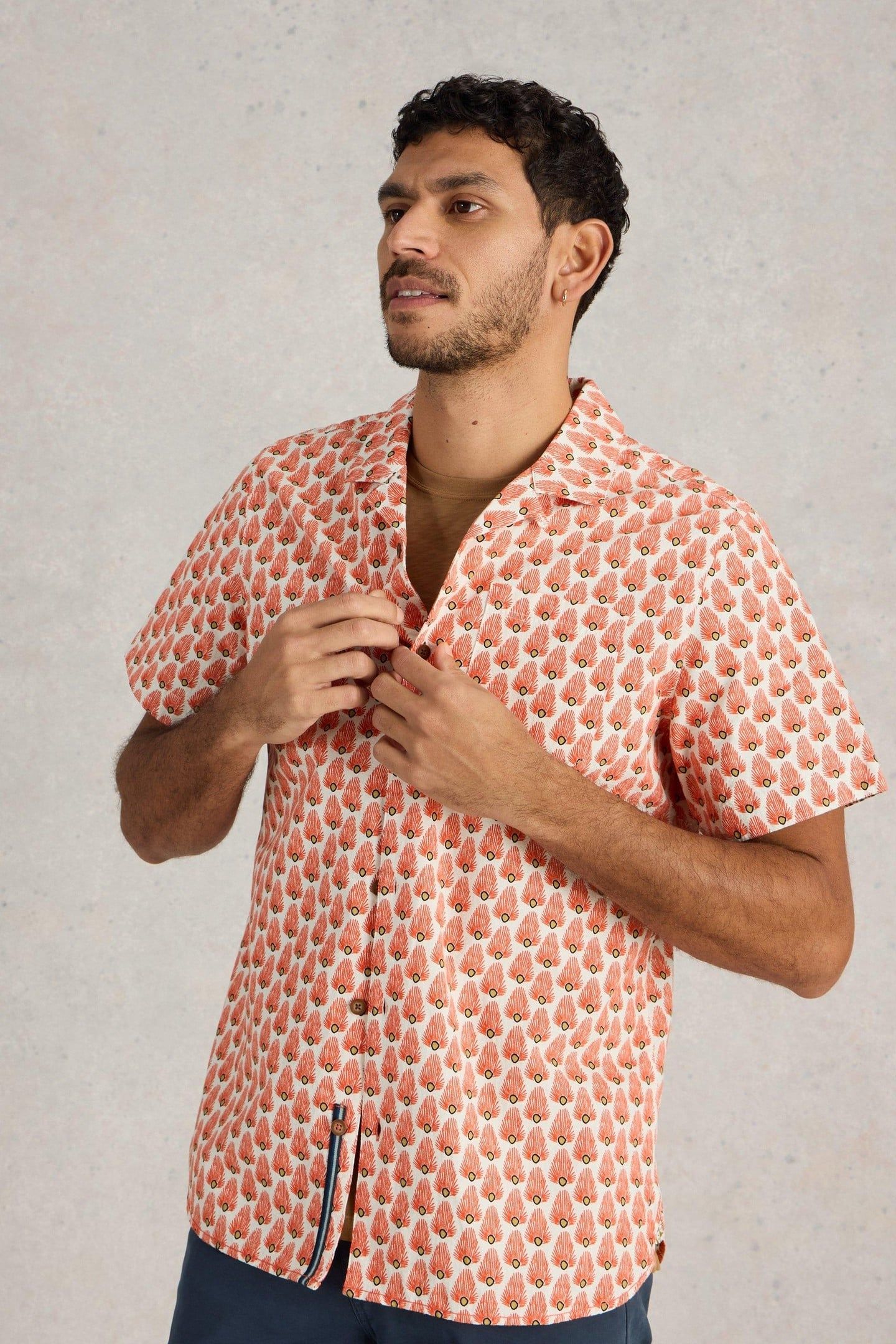 HAYLE FAN GEO PRINTED SHIRT WHITE PRINT 1