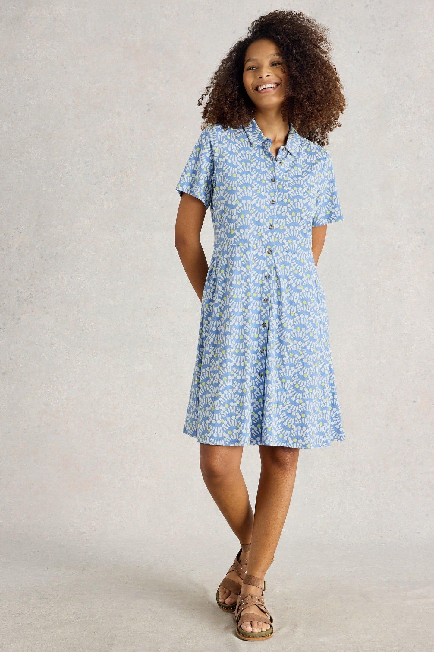 RIA JERSEY SHIRT DRESS BLUE PRINT 2