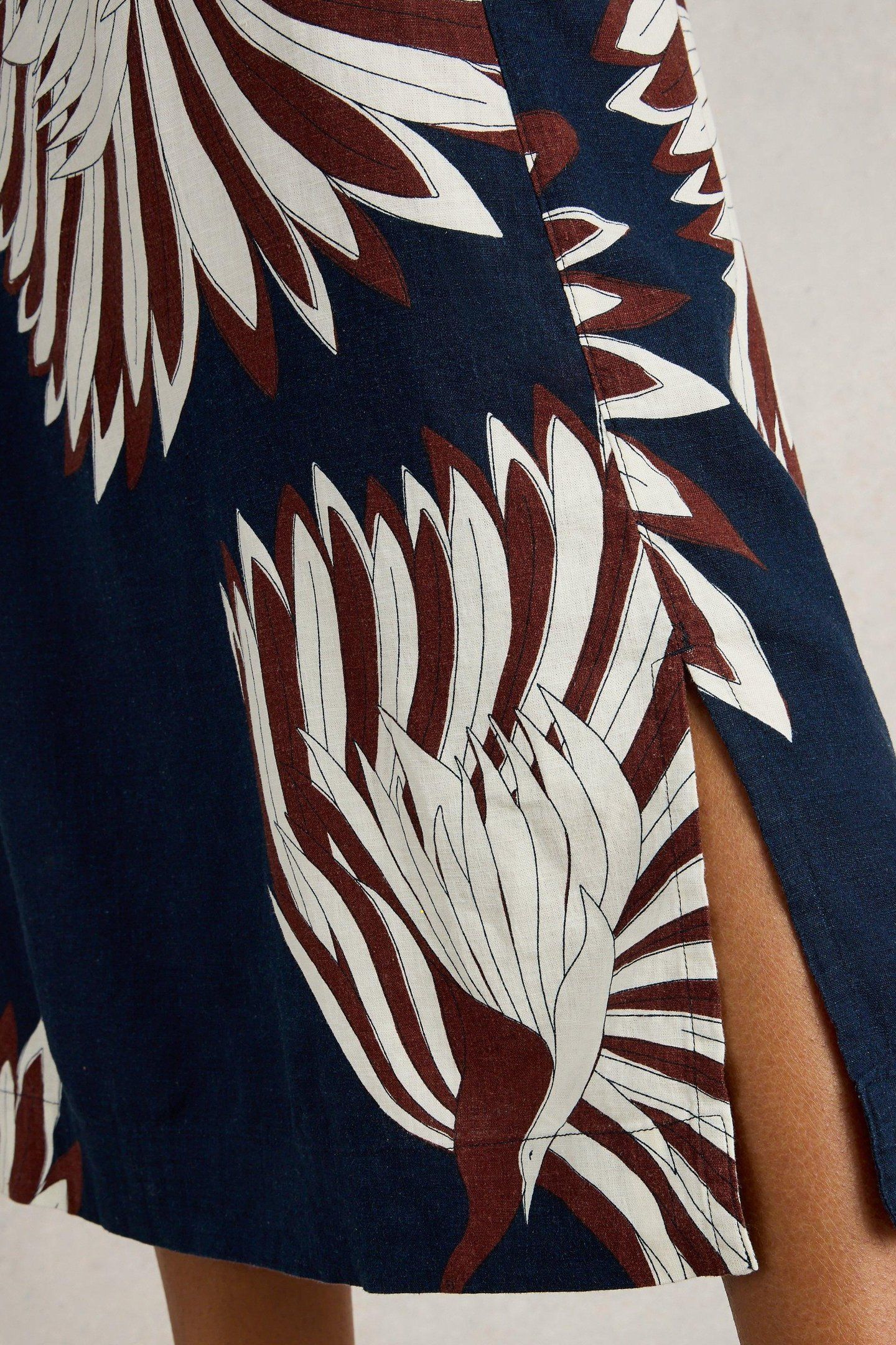 ELLE LINEN BLEND SKIRT NAVY MULTI 6