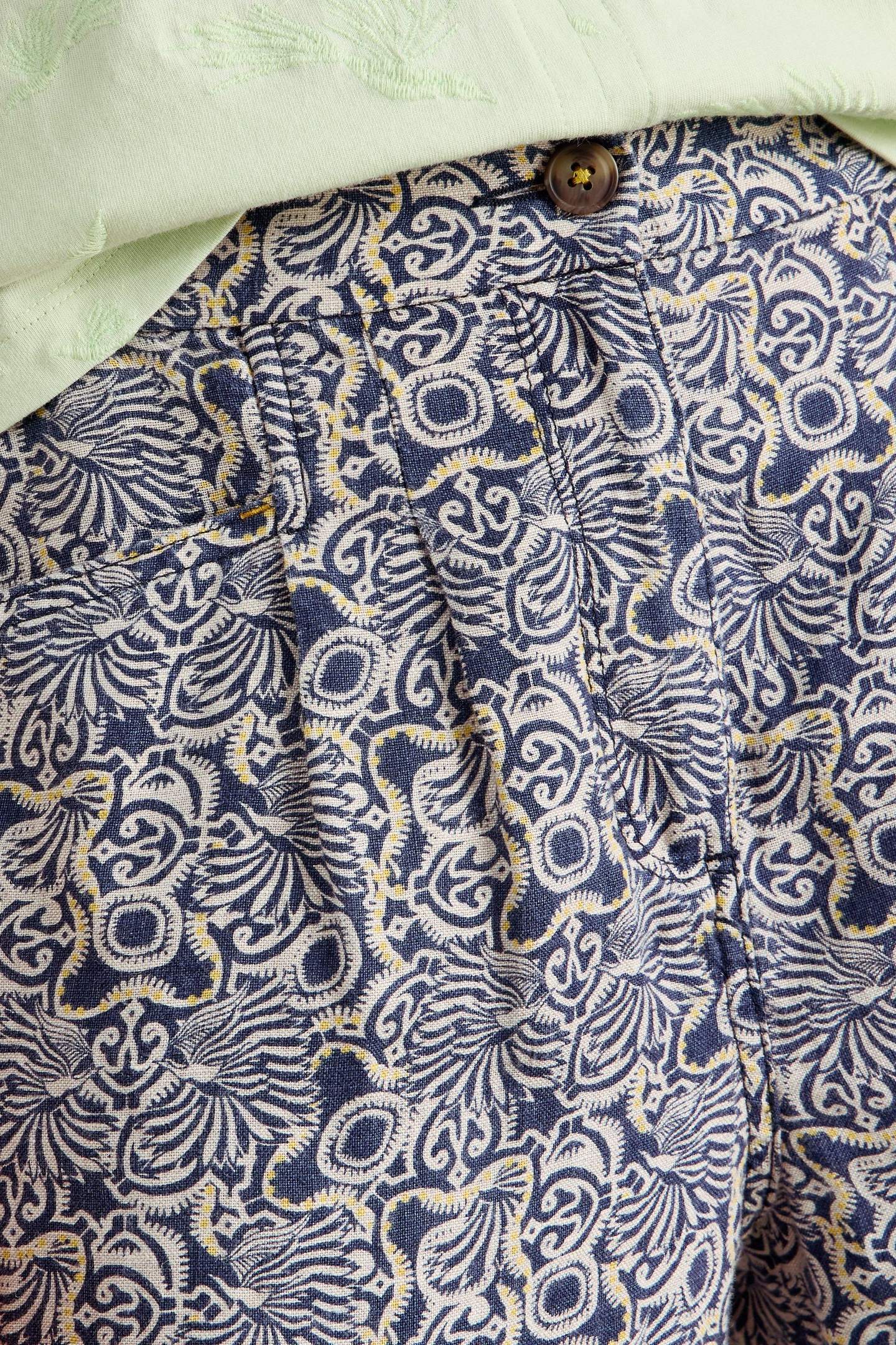 ROWENA LINEN TROUSER NAVY PRINT 7
