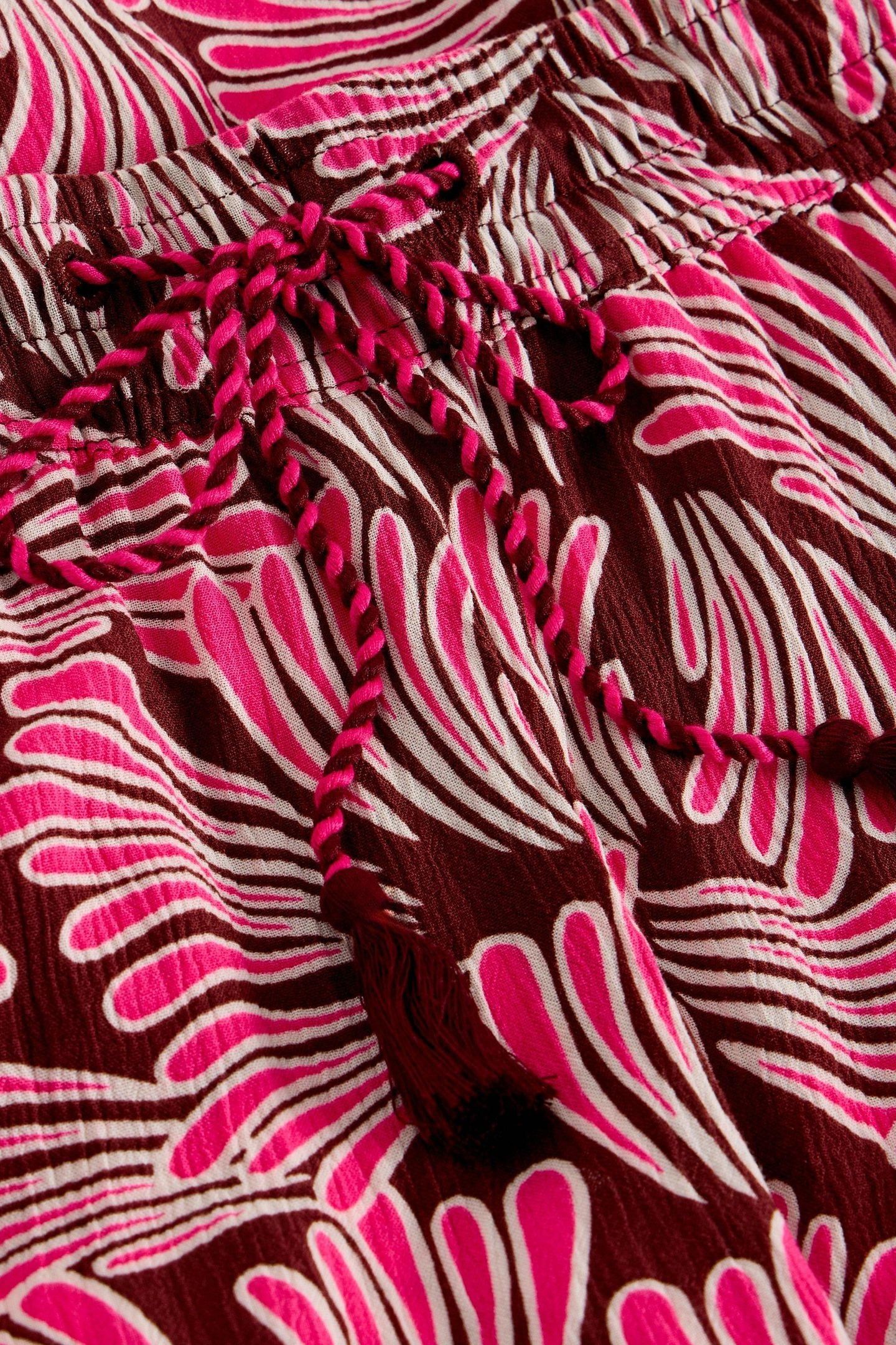 BELLE CRINKLE WIDE LEG TROUSER PINK PRINT 5