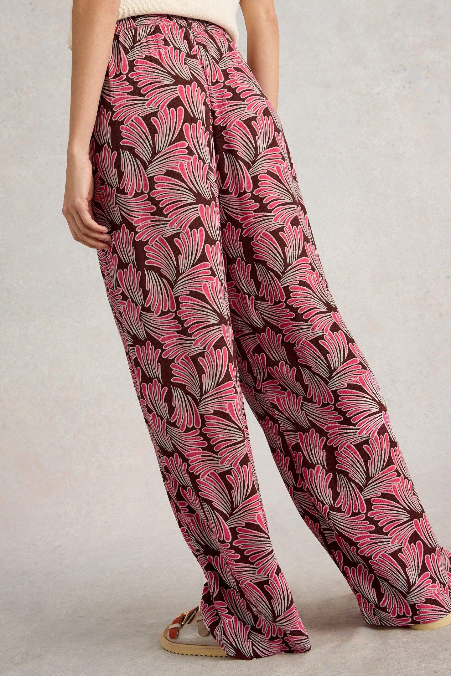 BELLE CRINKLE WIDE LEG TROUSER PINK PRINT 3