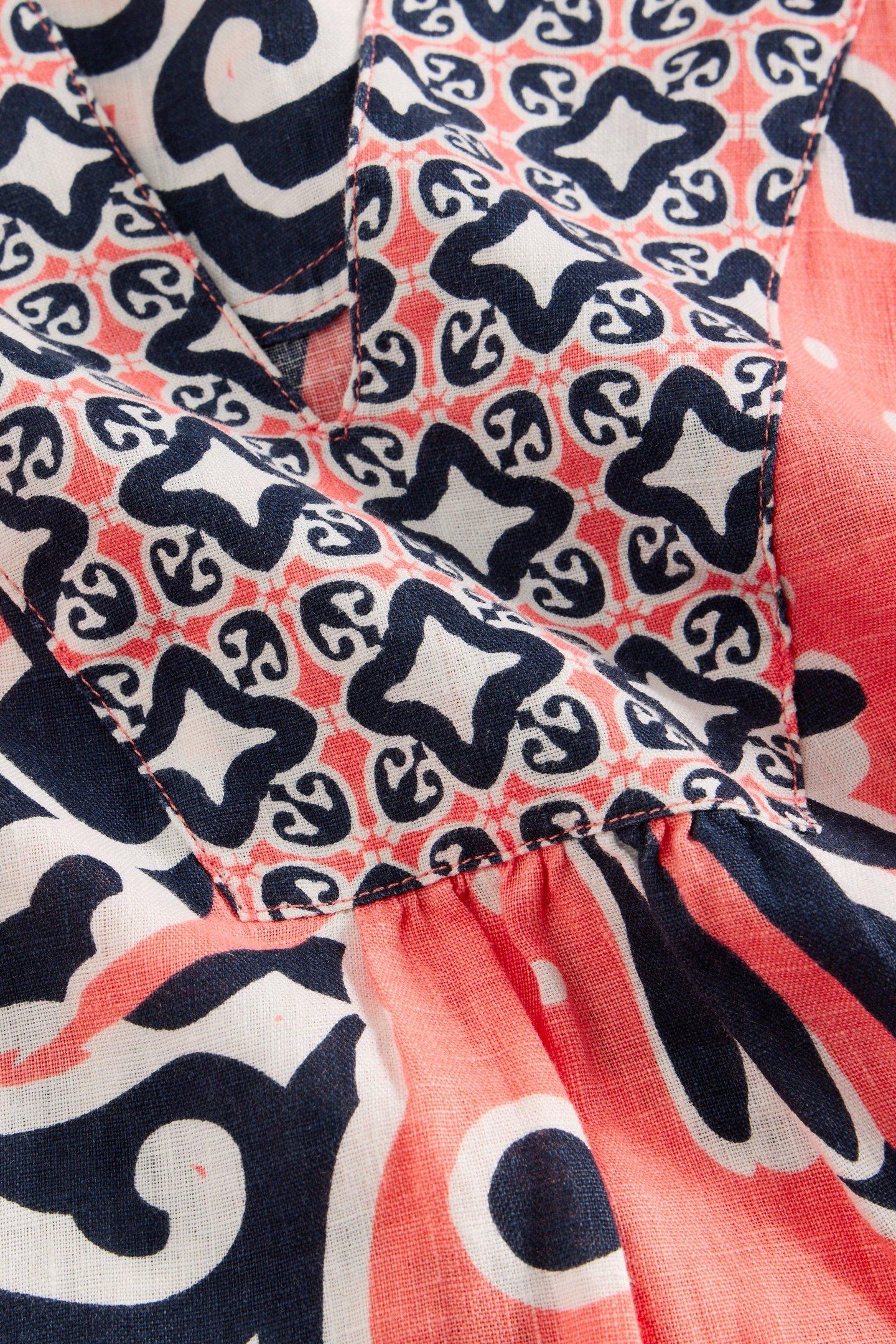 ASH LINEN DRESS CORAL PRINT 5