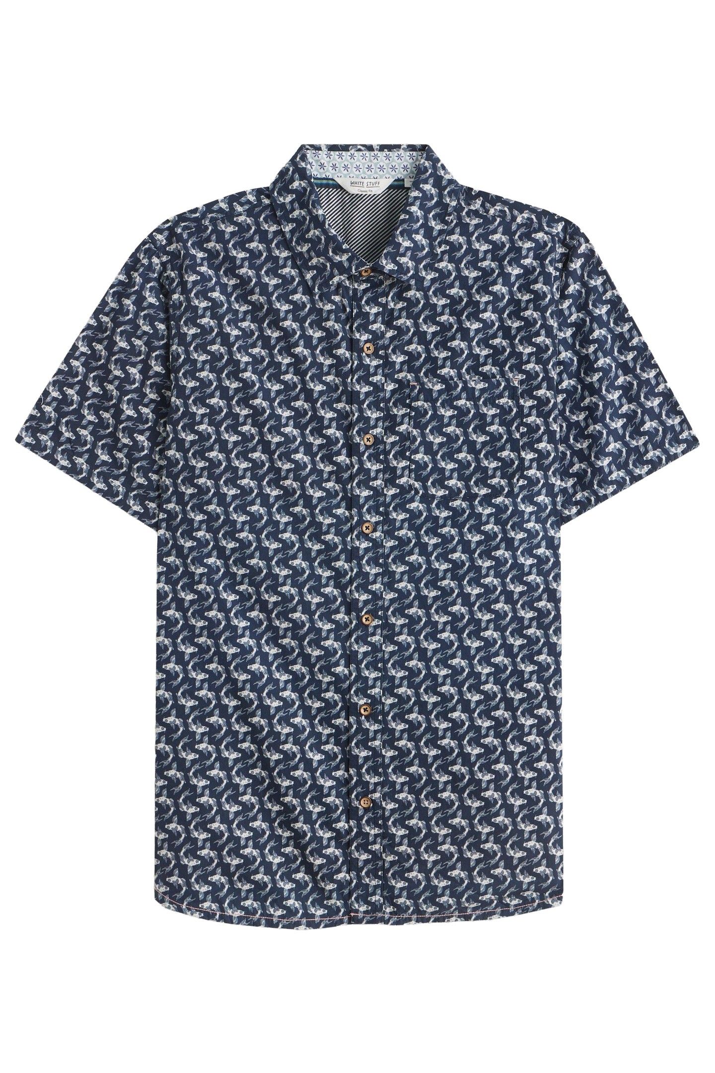 FINSBURY KOI PRINTED SHIRT NAVY PRINT 4