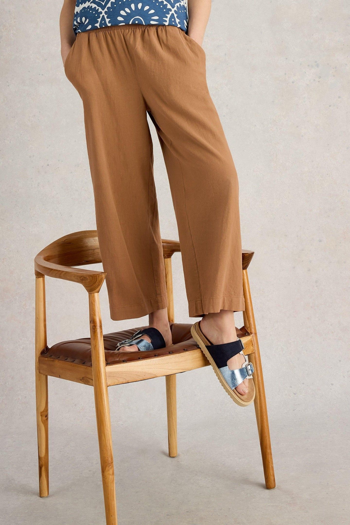 SHELLY LINEN BLEND CULOTTE MID TAN 6