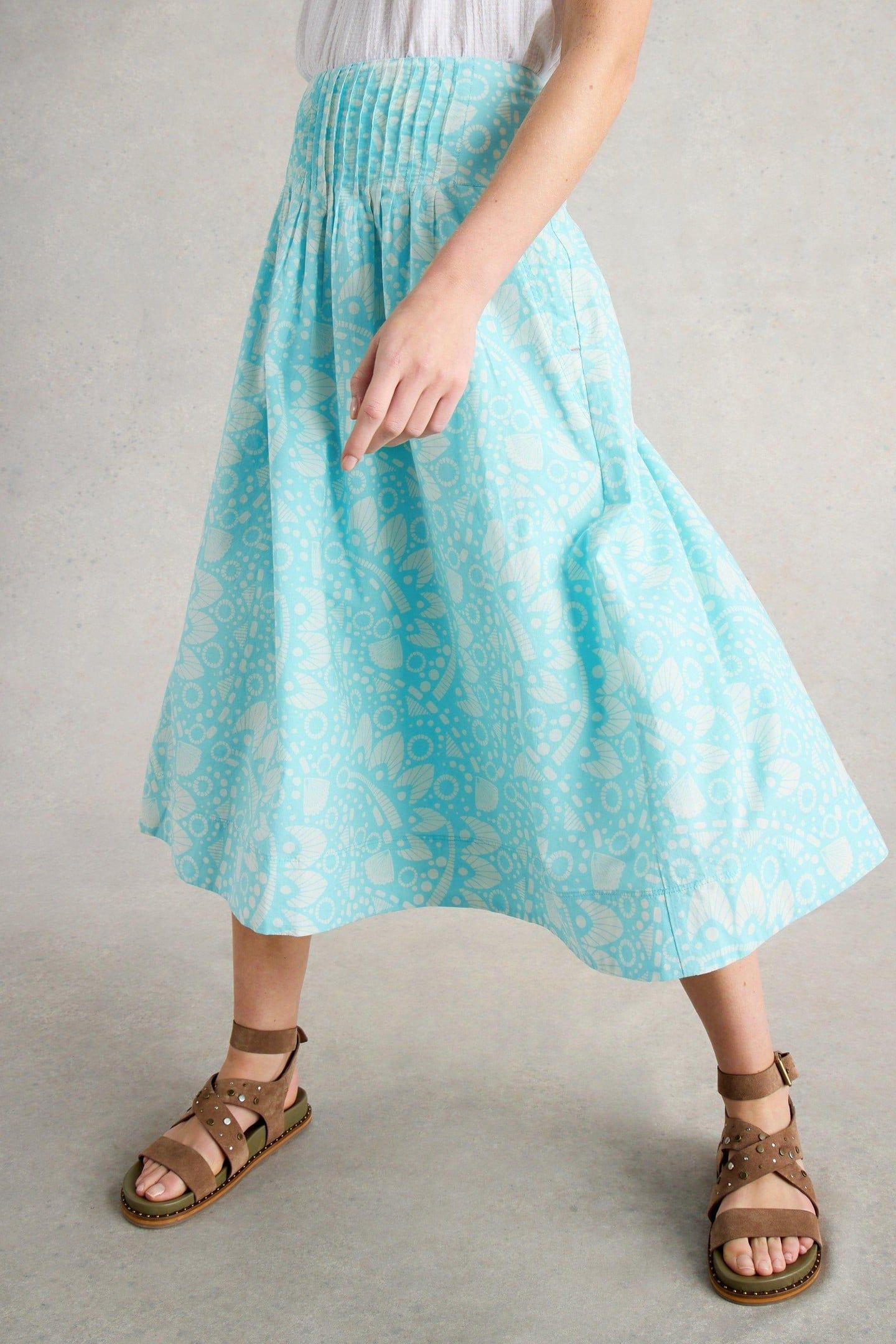 CHARLOTTE MIDI SKIRT BLUE PRINT 2
