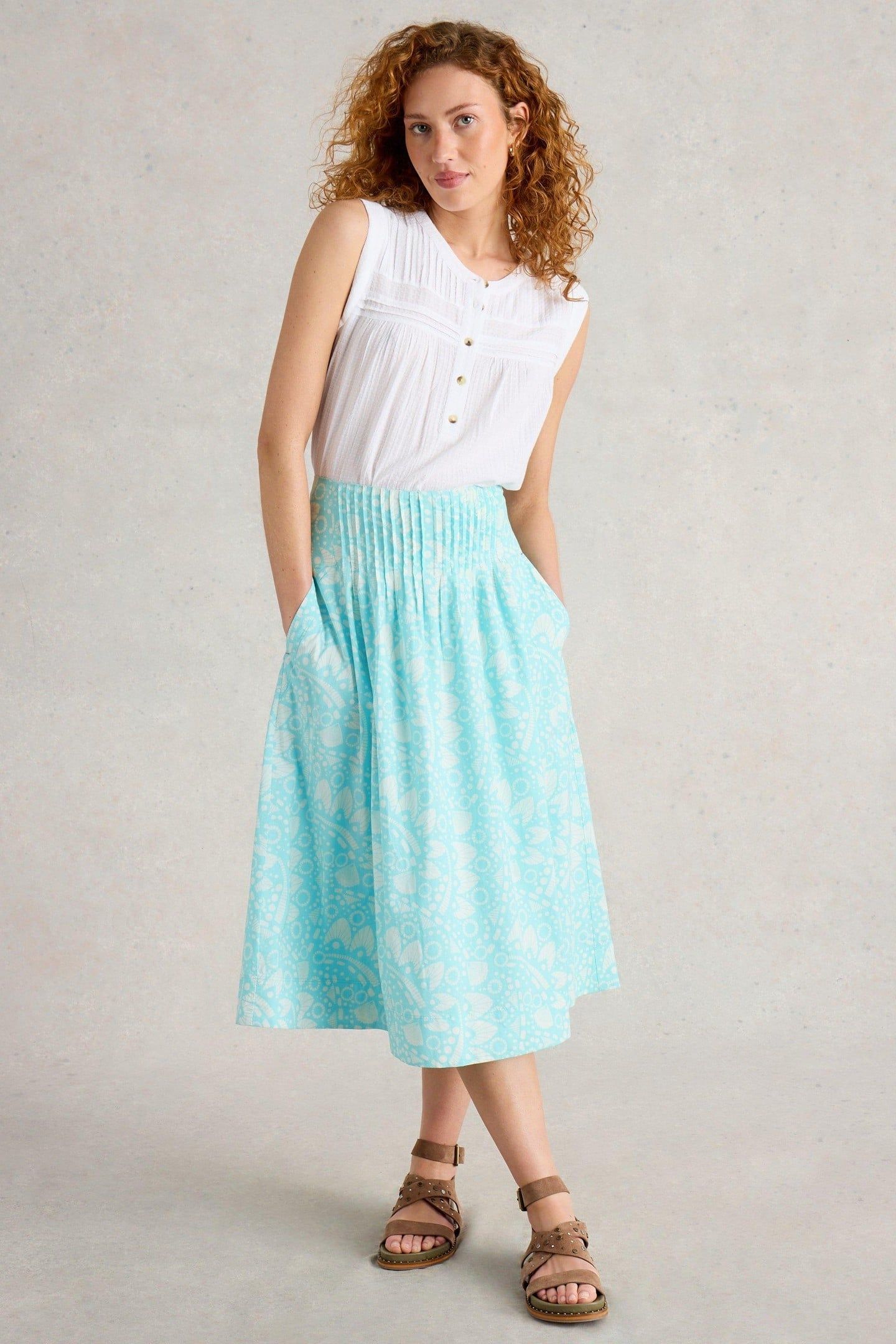 CHARLOTTE MIDI SKIRT BLUE PRINT 3