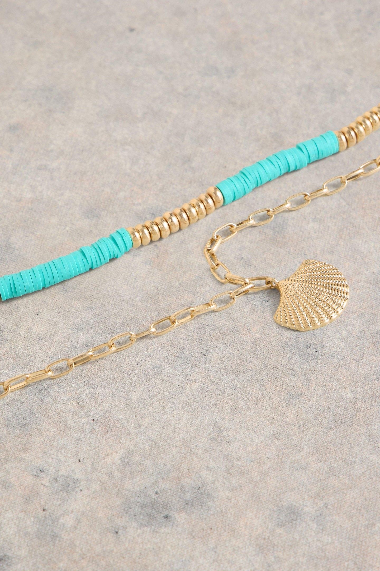 MULTI LAYER SHELL NECKLACE BLUE MULTI 2