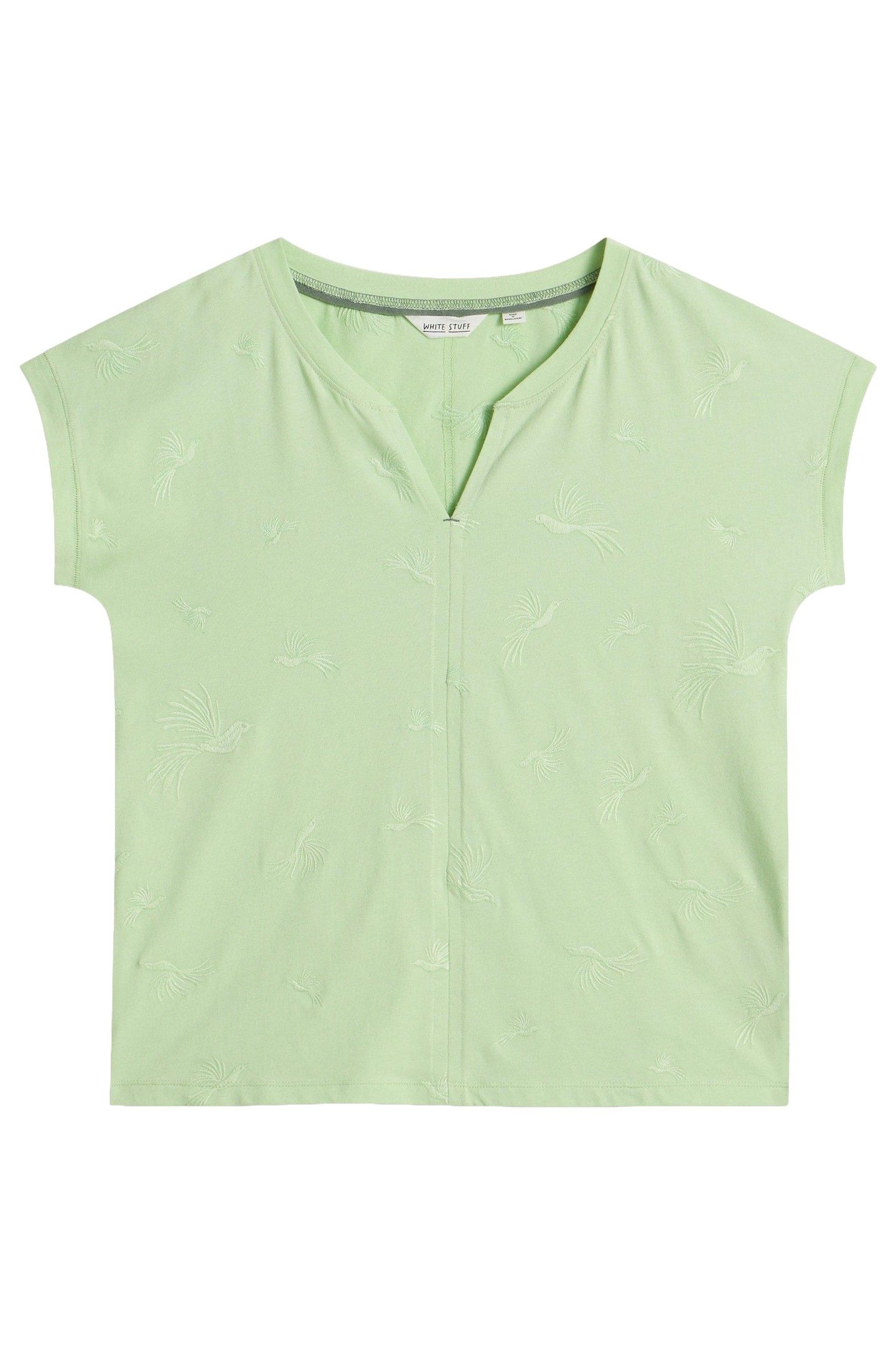 NELLY NOTCH EMBROIDERED TEE LIGHT GREEN 4