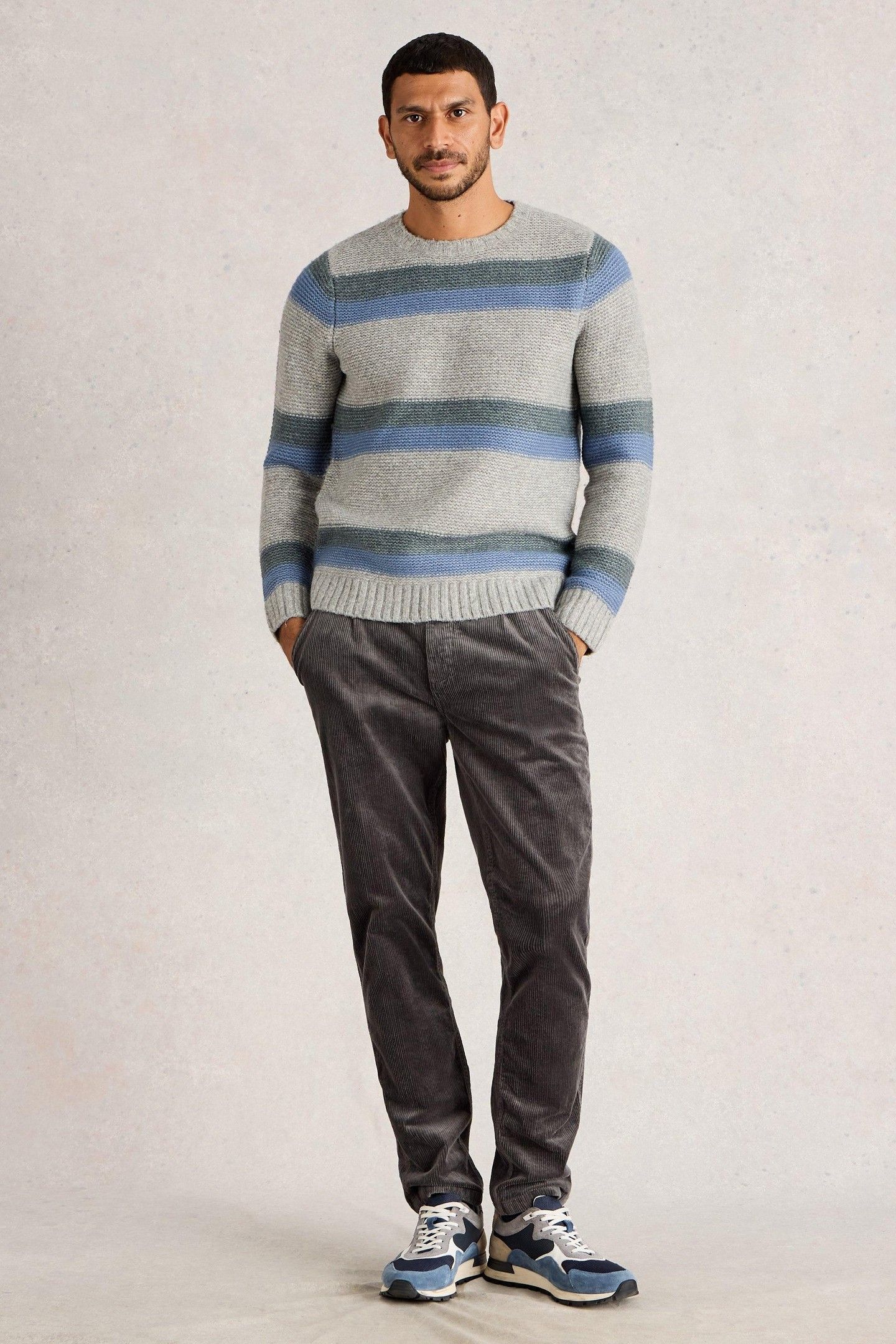 BRETON STRIPE CREW NECK GREY MULTI 1