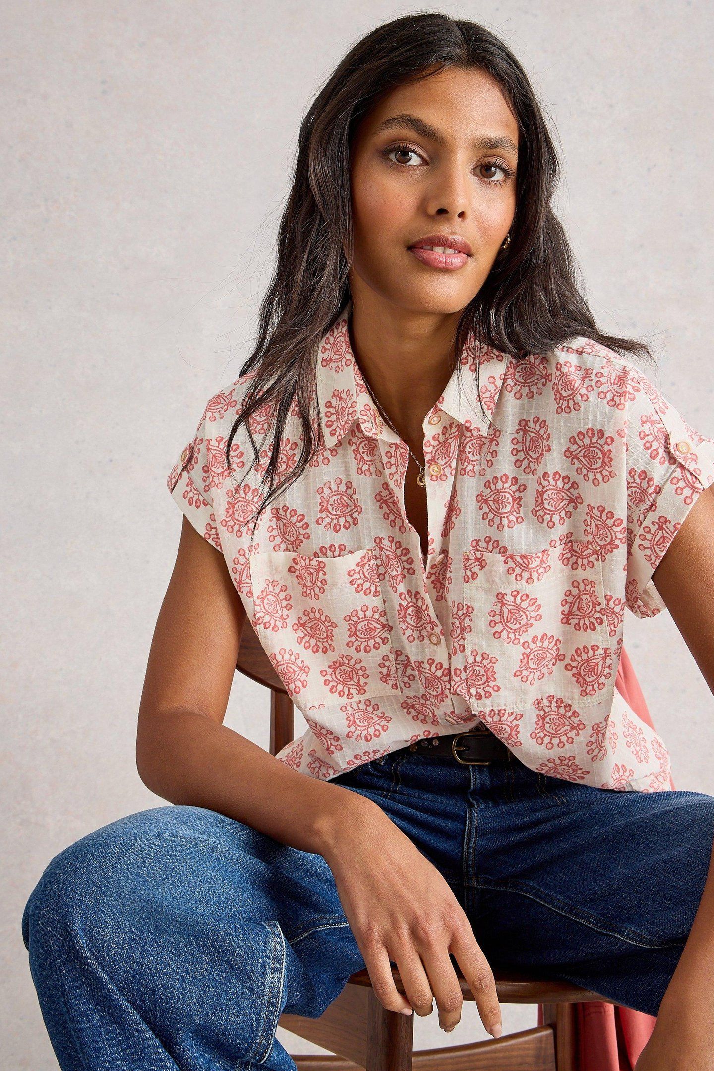 ELLIE ORGANIC COTTON SHIRT IVORY MULTI 6