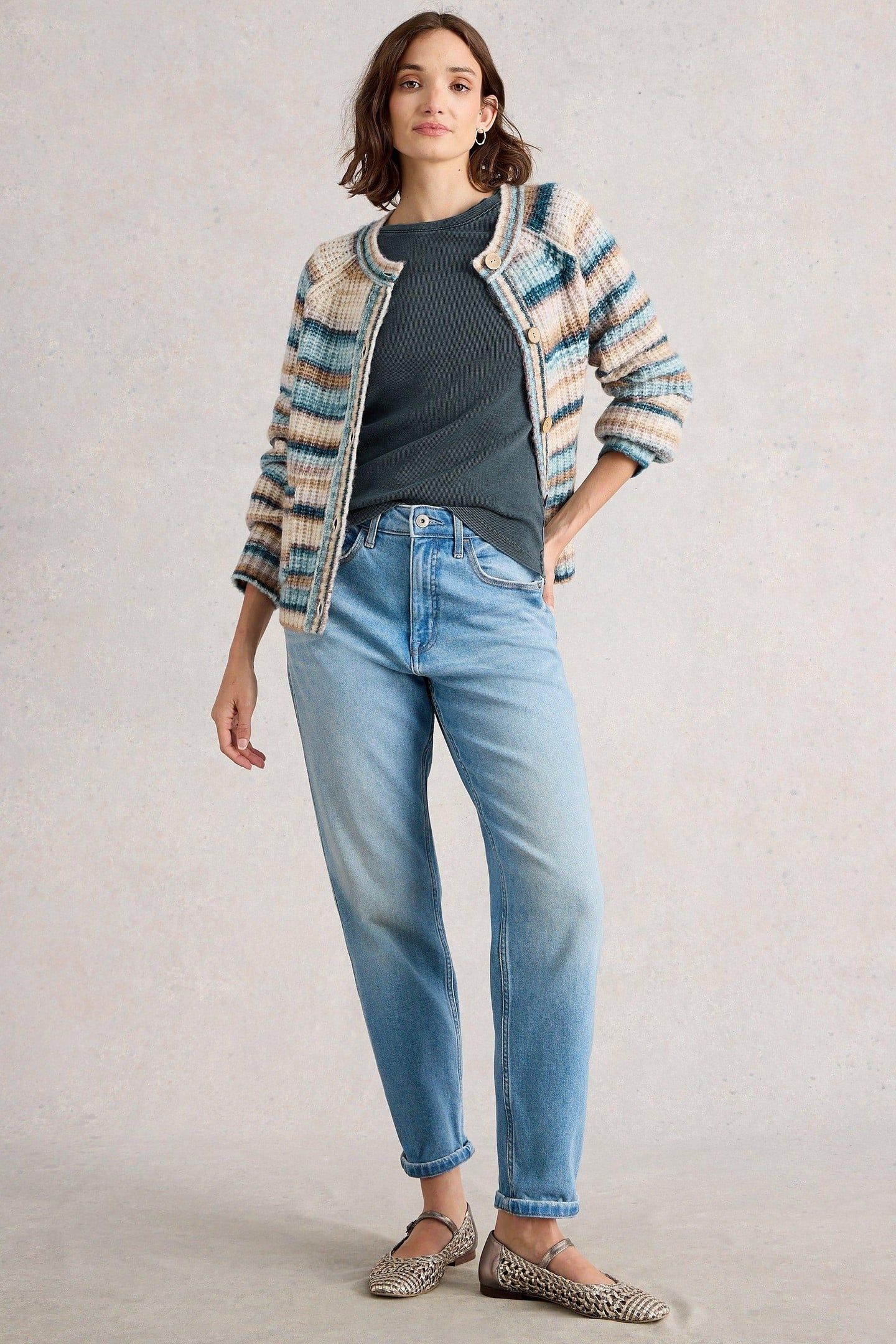 SADIE LONG SLEEVE RIB TEE MID BLUE 1