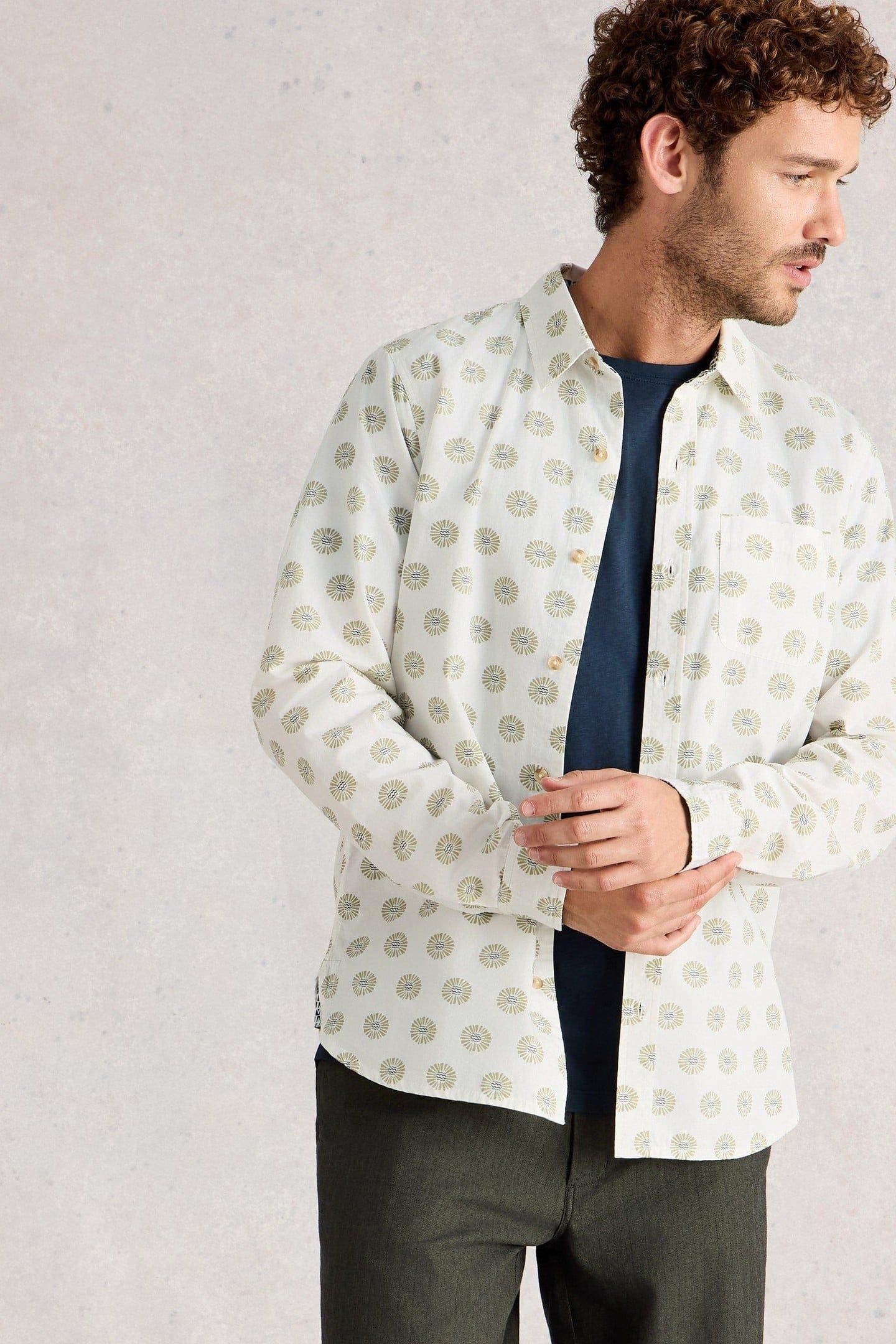 FINSBURY RUSTIC PRINT SHIRT WHITE PRINT 1