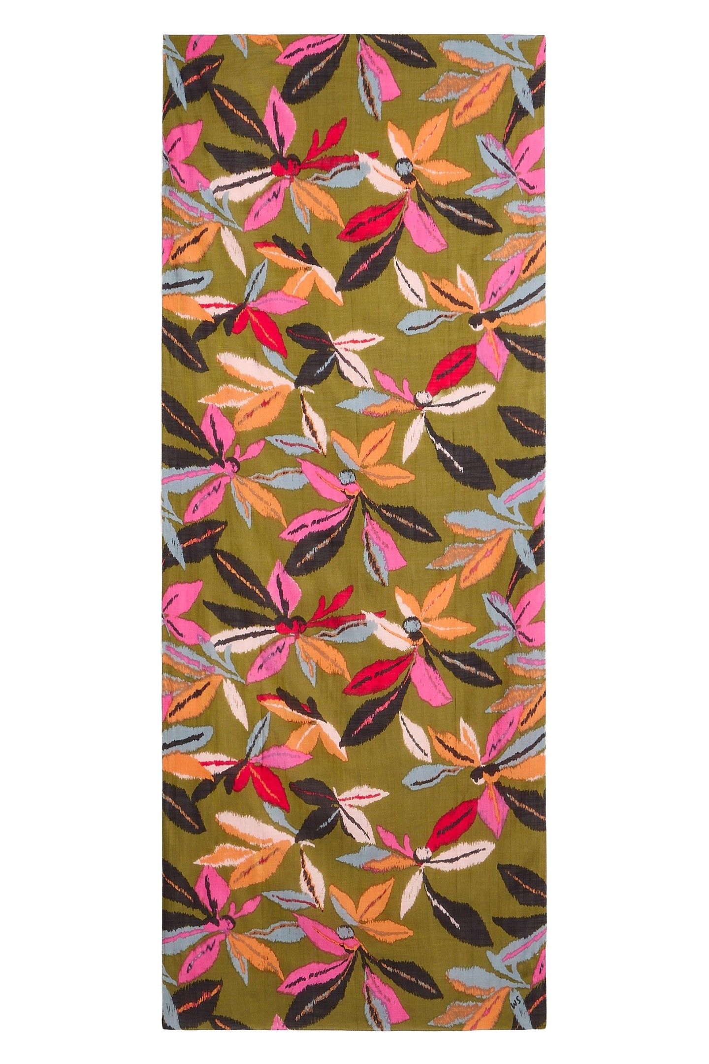 CALLIE PRINTED SCARF GREEN MULTI 1