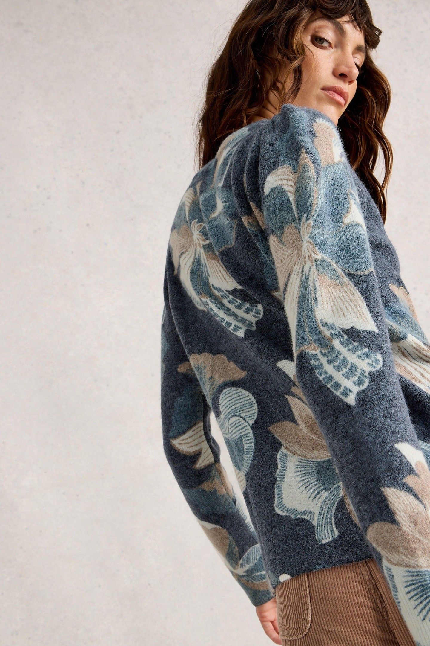 JODIE PRINTED FOIL JUMPER NAVY PRINT 5