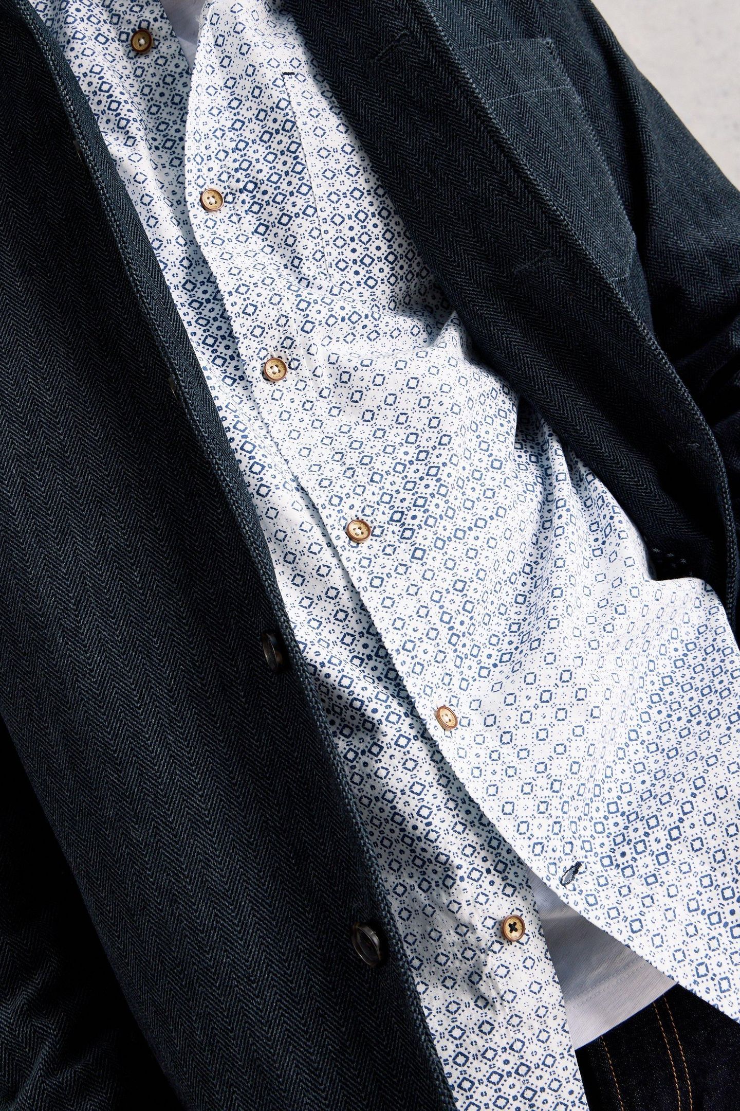 FINSBURY GEO PRINT SHIRT BLUE PRINT 6
