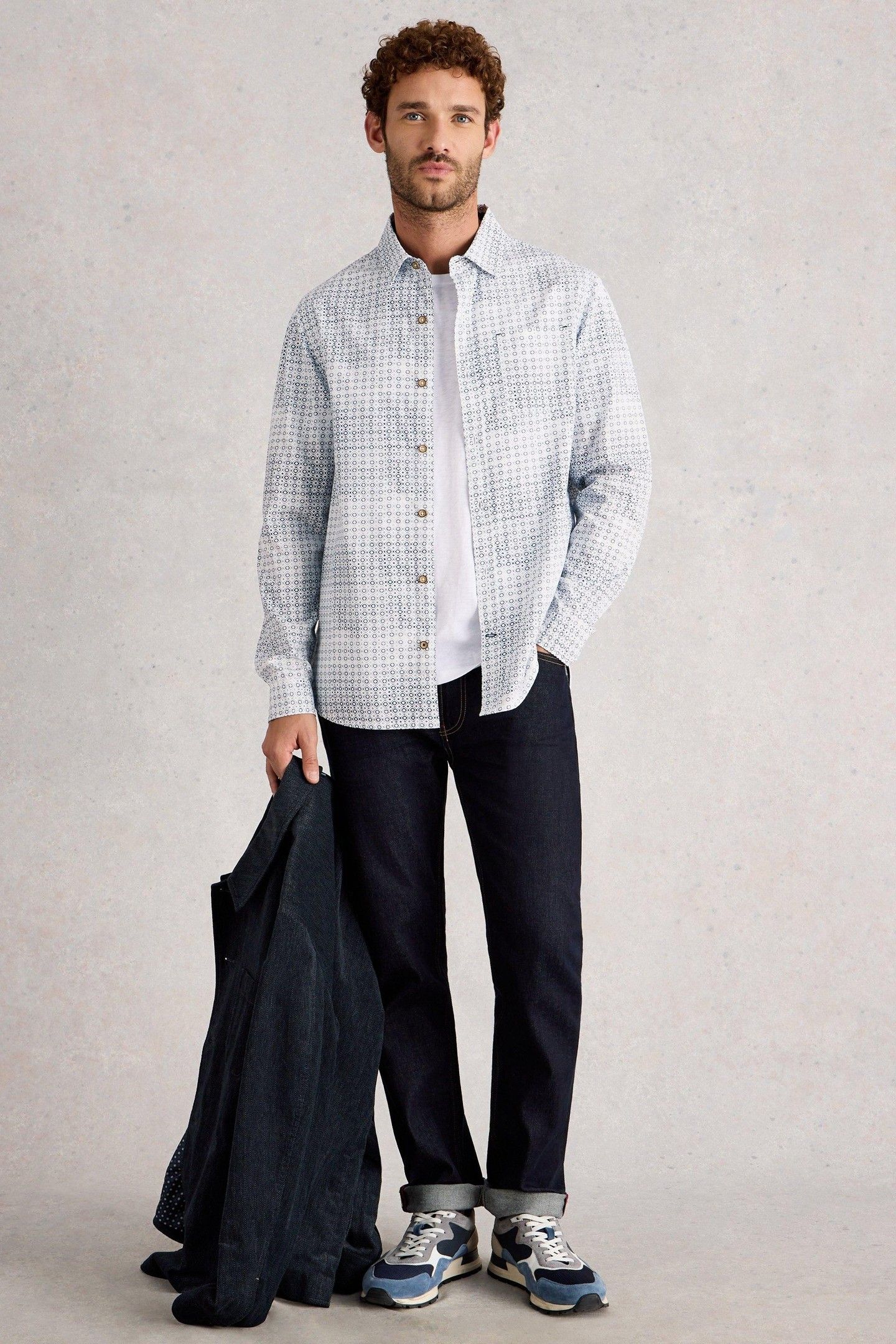 FINSBURY GEO PRINT SHIRT BLUE PRINT 1