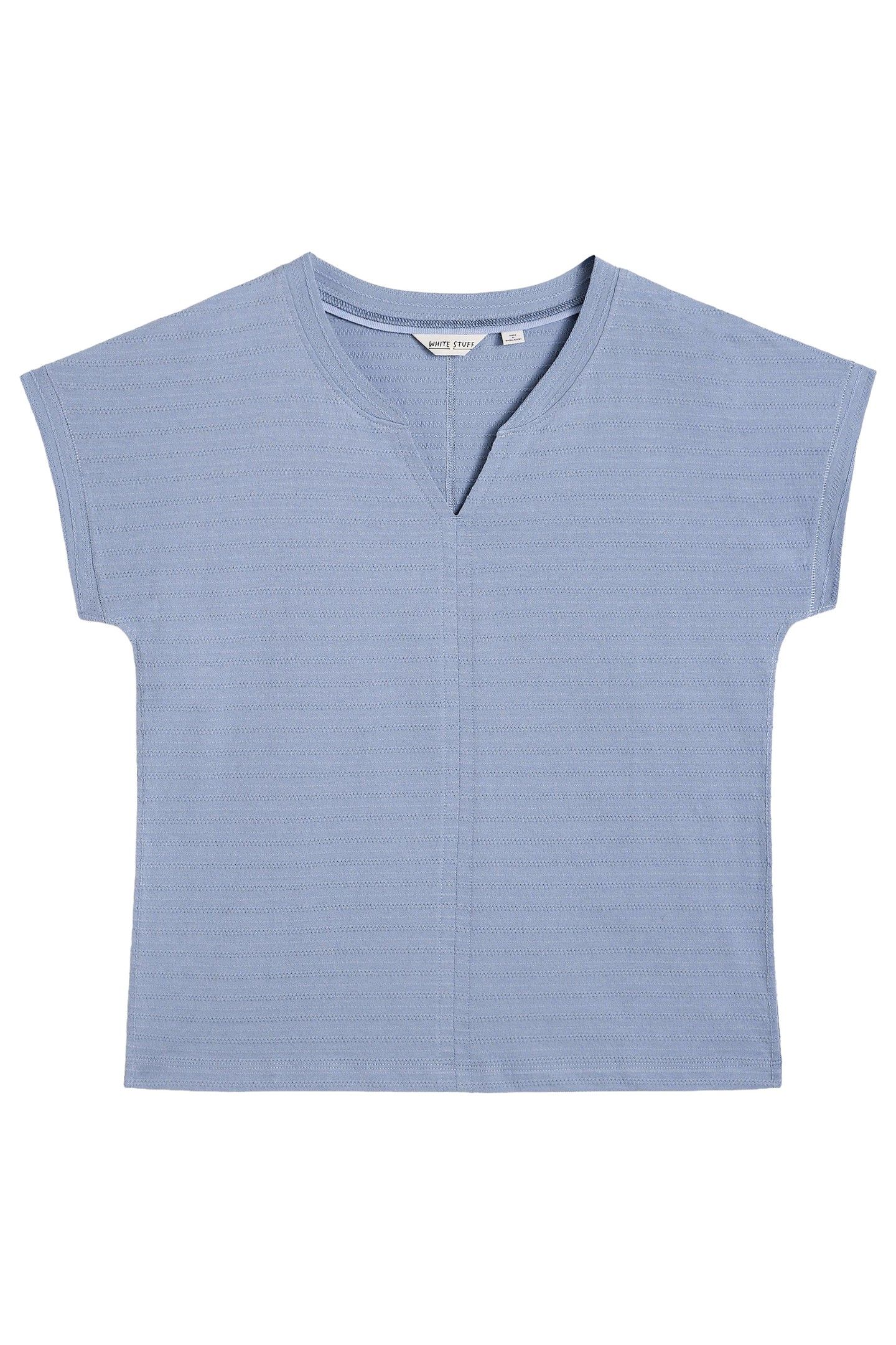 NELLY NOTCH TEXTURE TEE MID BLUE 4