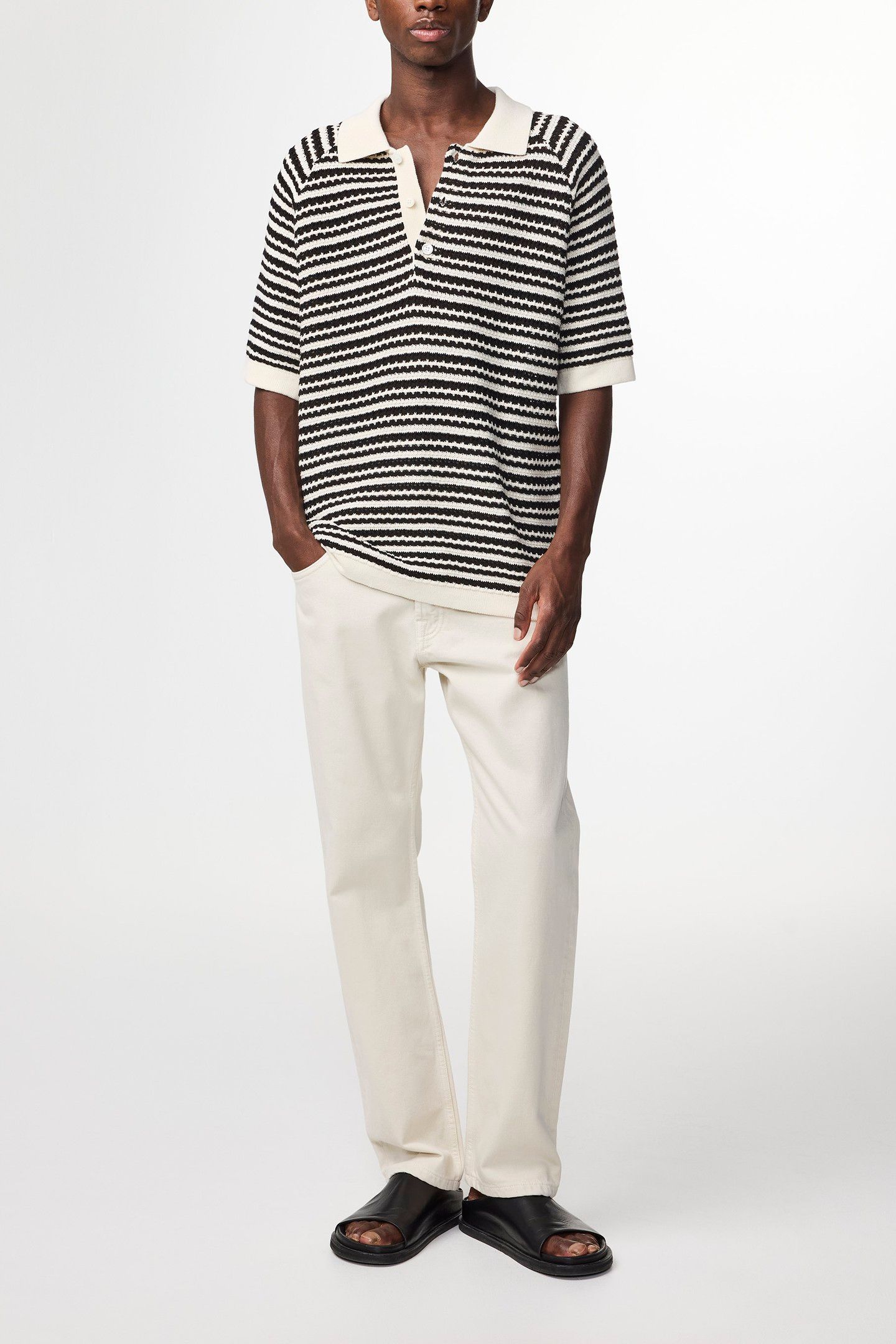 BRETT SS POLO 6686 BLACK STRIPE 1