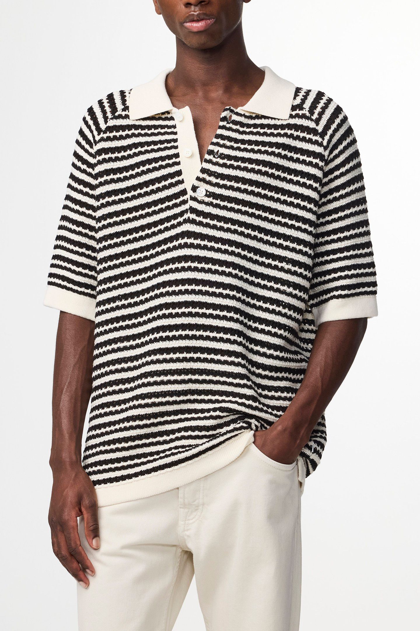 BRETT SS POLO 6686 BLACK STRIPE 2