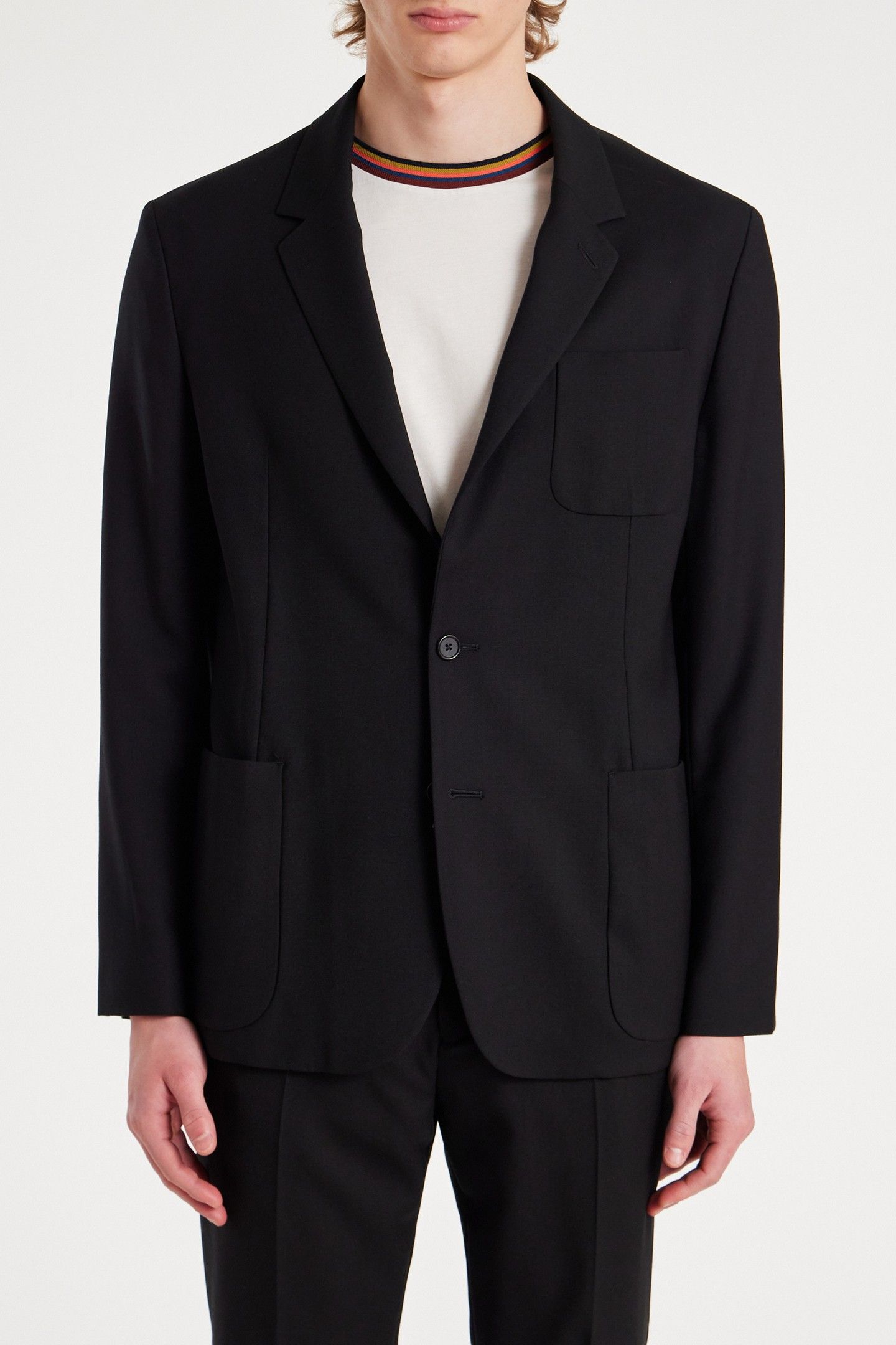 MENS 2 BTN PATCH POCKET JACKET BLACK 1