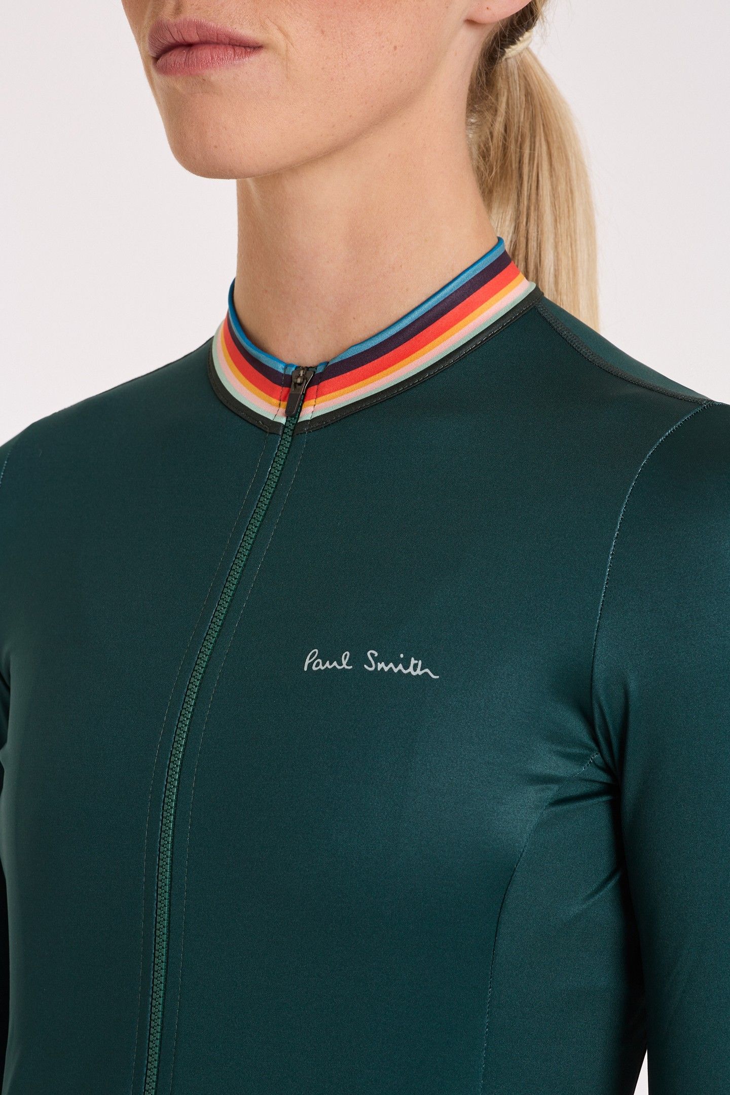WOMENS CYCLE JERSEY L/S ARTIST STRIPE VERY DARK GREEN 7
