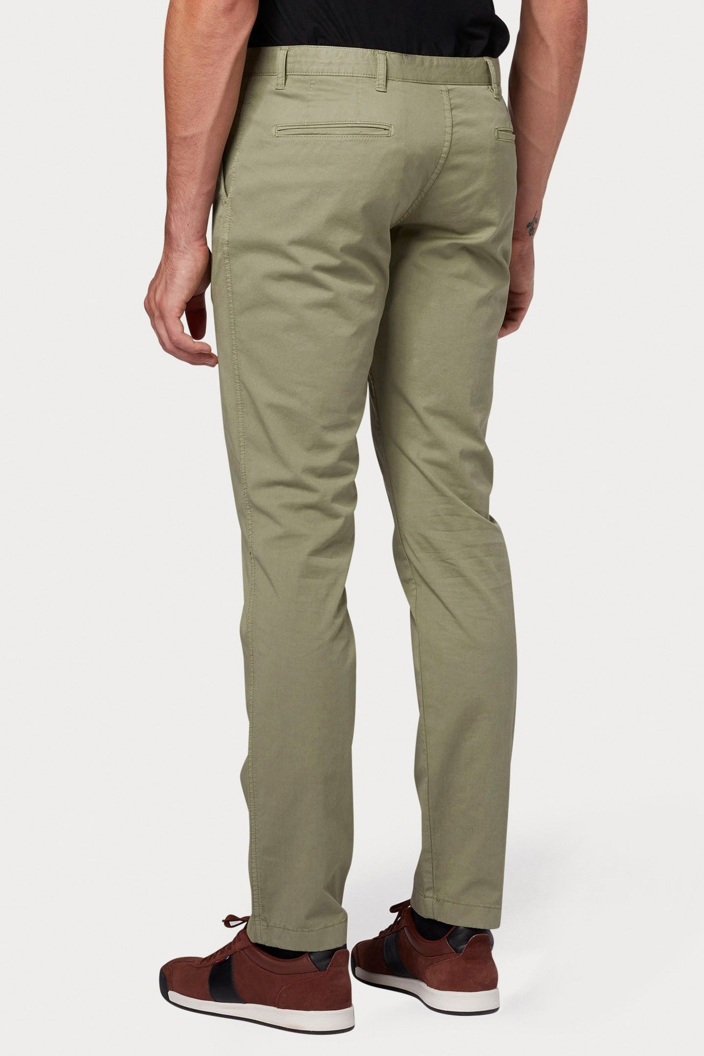 MENS SLIM FIT STITCHED CHINO LT GREYISH GREEN 2